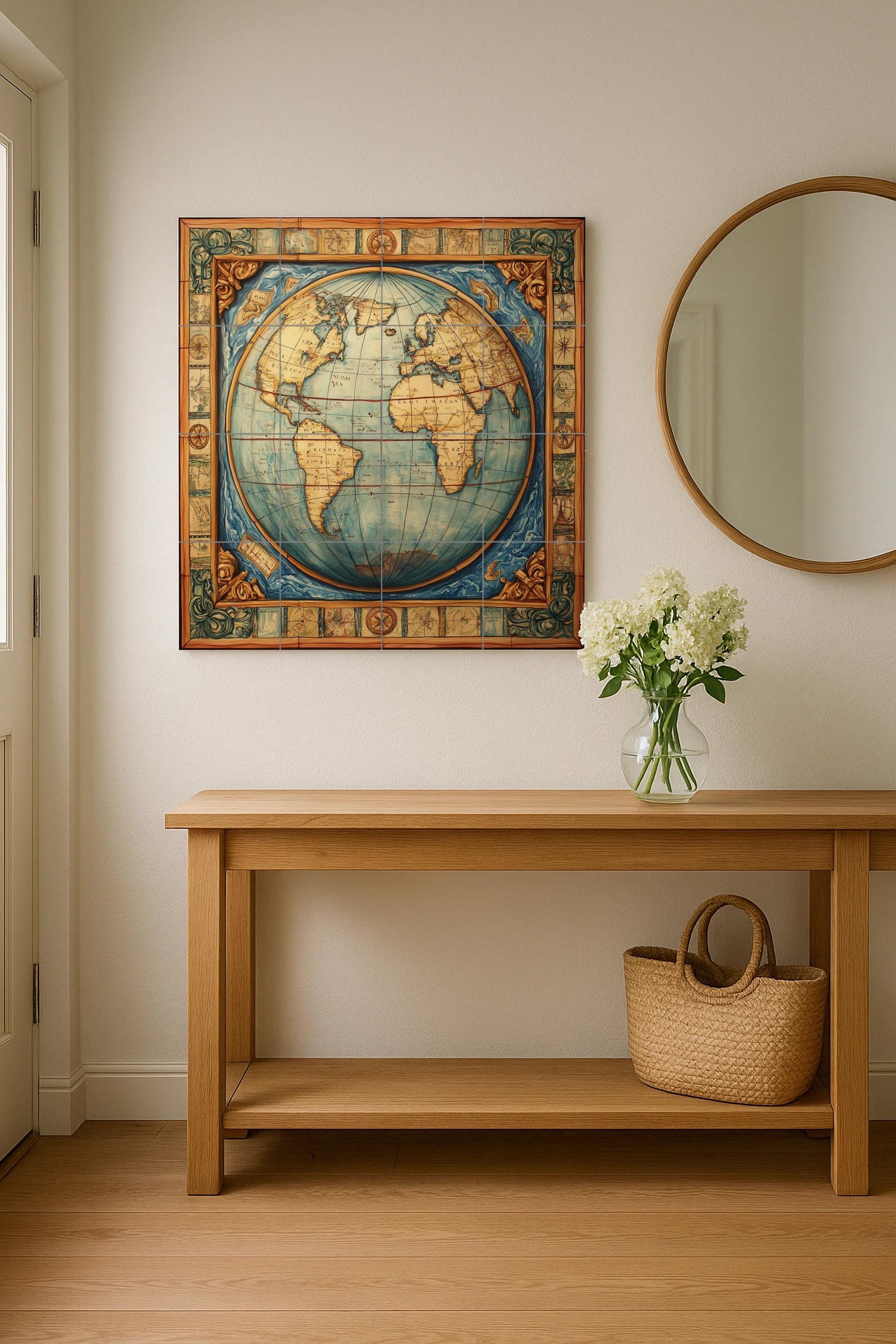 Ceramic Tile Mural: Mapamundi — Folk & Ornamental Art