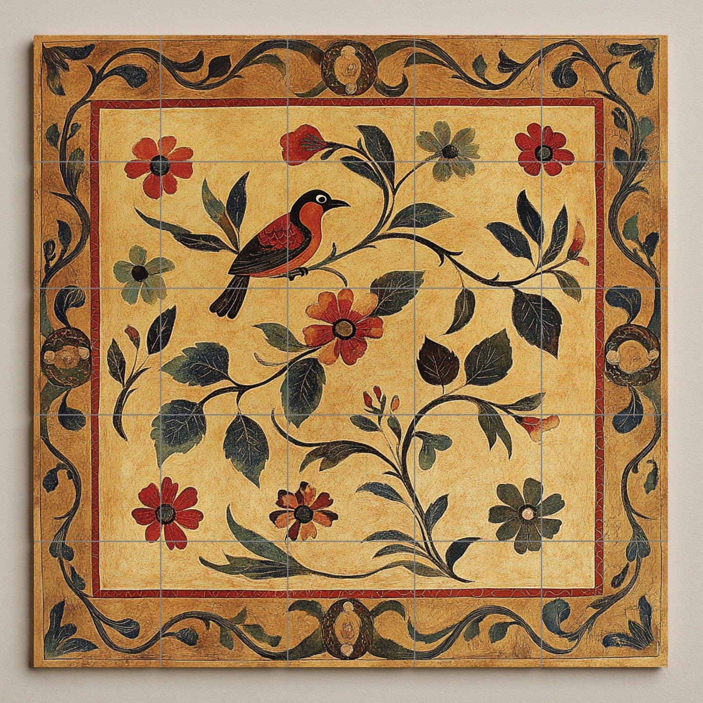 Fresque en Carrelage Cerámica Dorée — Fleurs et Paysages
