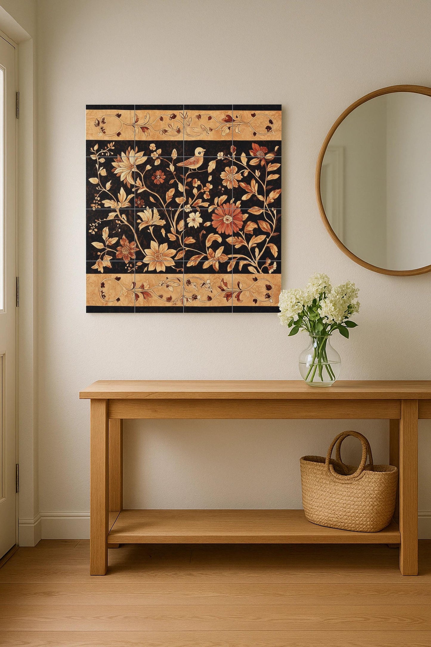 Batik indonesio — Botanical Landscape · Ceramic Tile Mural