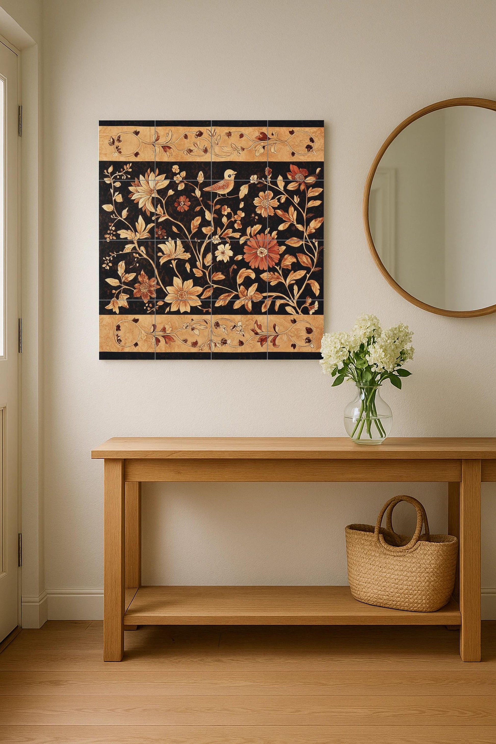 Batik indonesio — Botanical Landscape · Ceramic Tile Mural