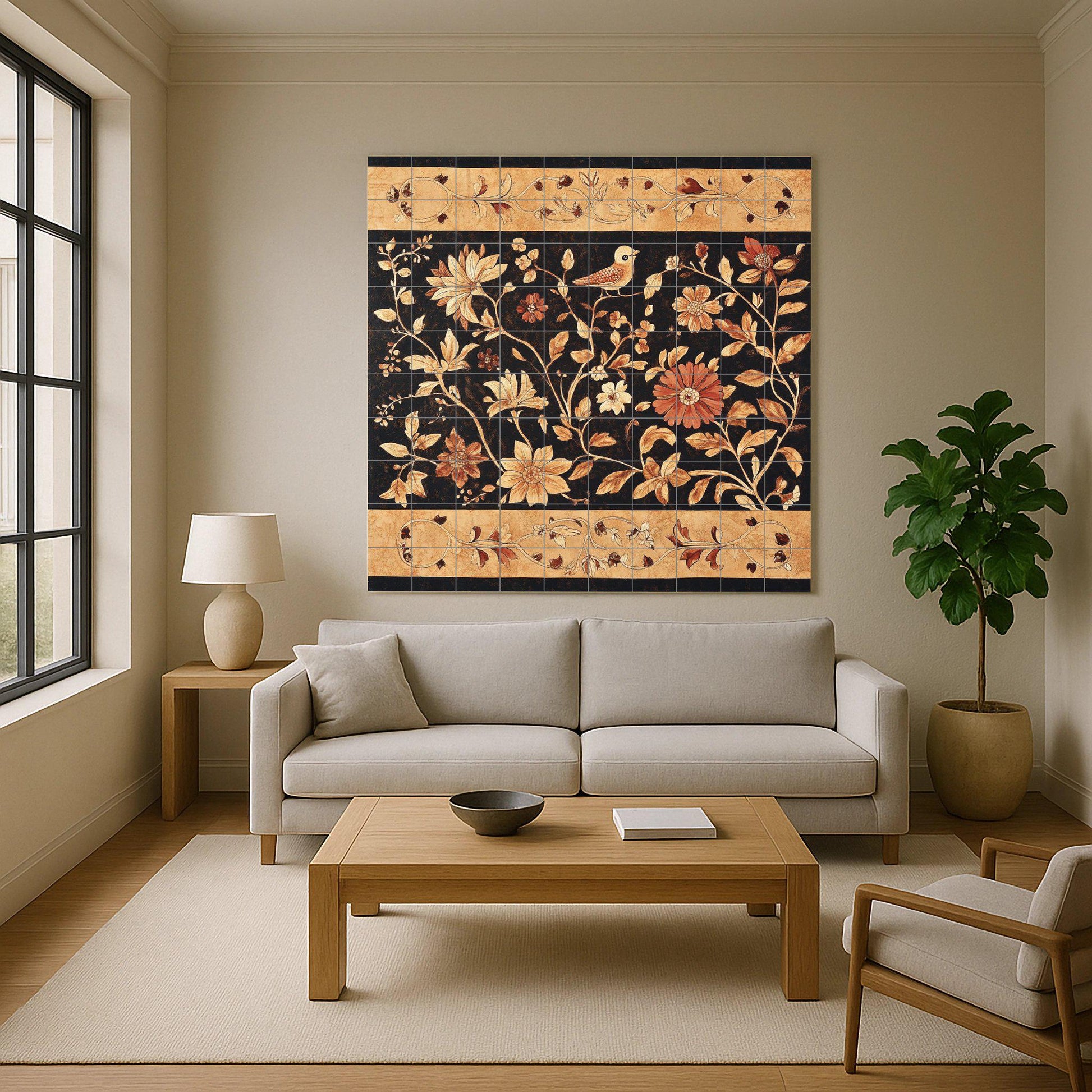 Batik indonesio — Botanical Landscape · Ceramic Tile Mural