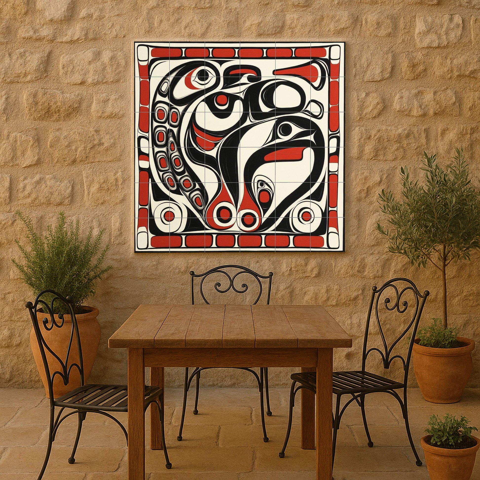Inspiración inuit — Fresque Murale en Carreaux de Céramique · Fresque à Motifs Décoratifs