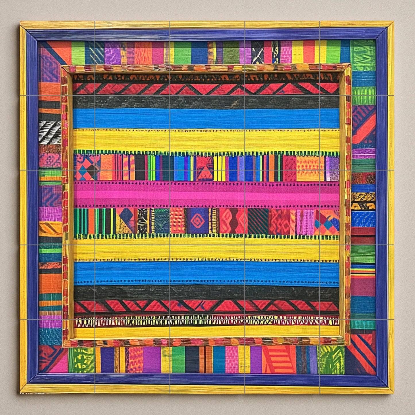 Mural cerámico de rayas coloridas