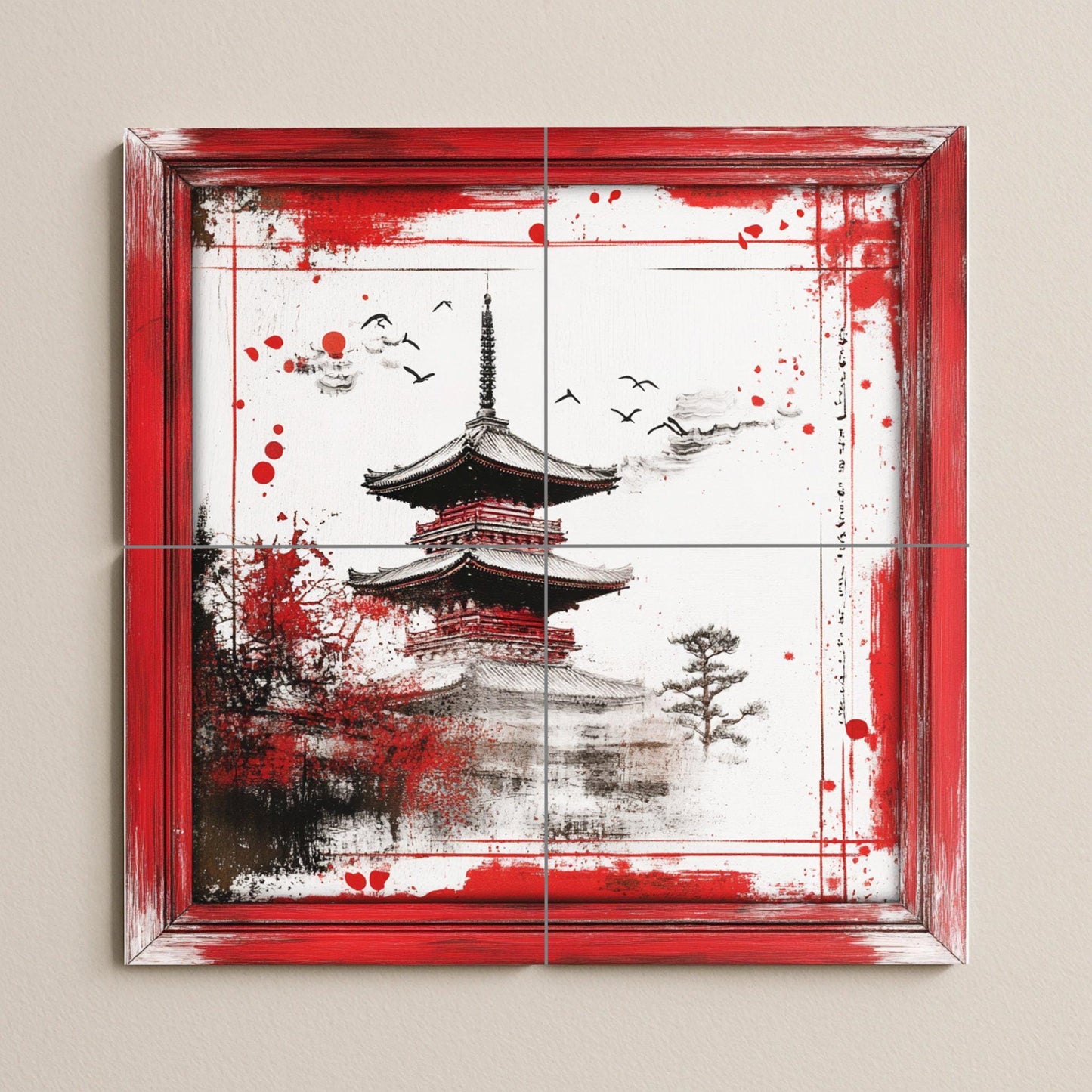 Pagoda japonesa · Fresque Céramique — Art Mural Nature