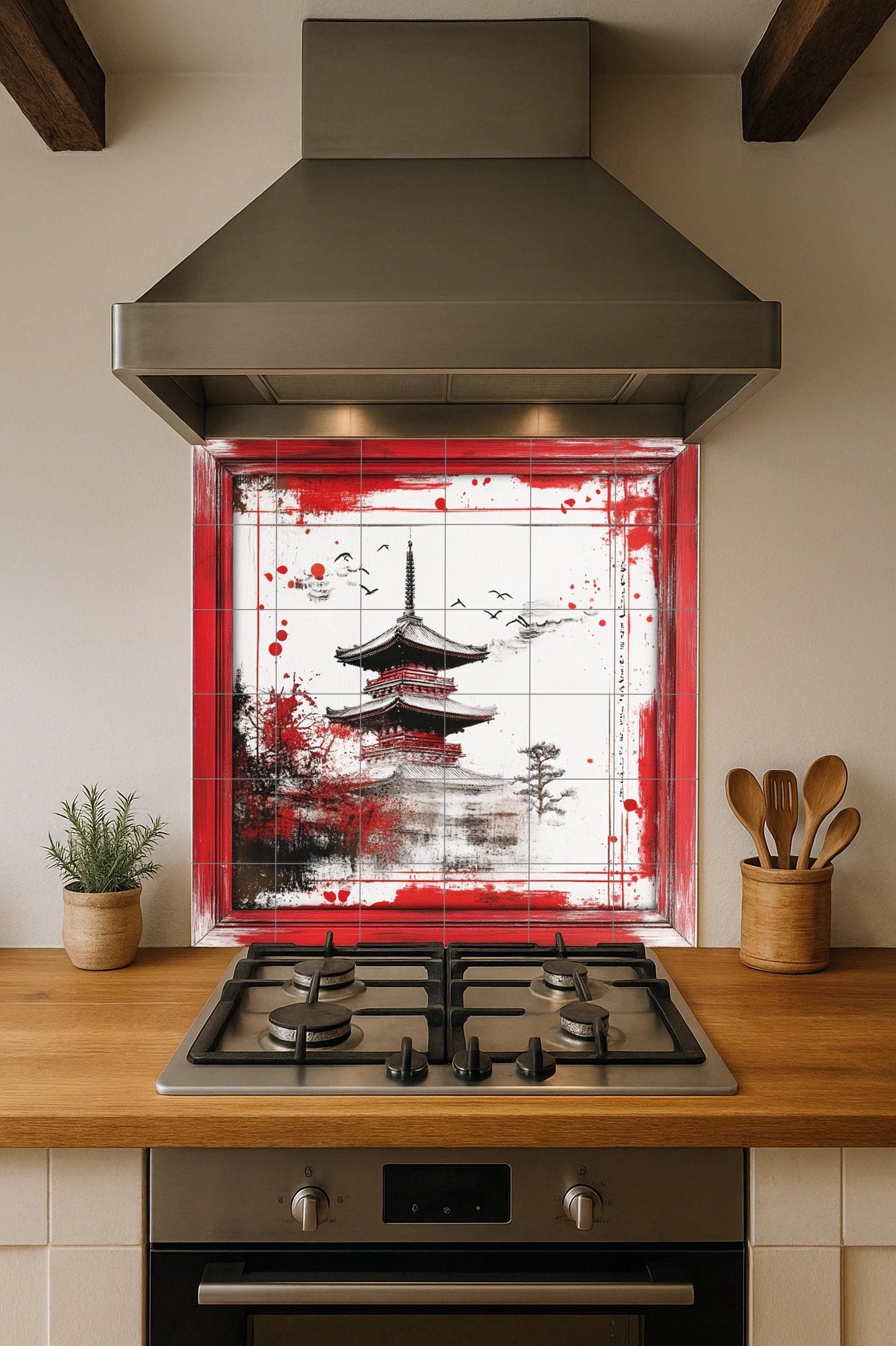 Pagoda japonesa · Fresque Céramique — Art Mural Nature