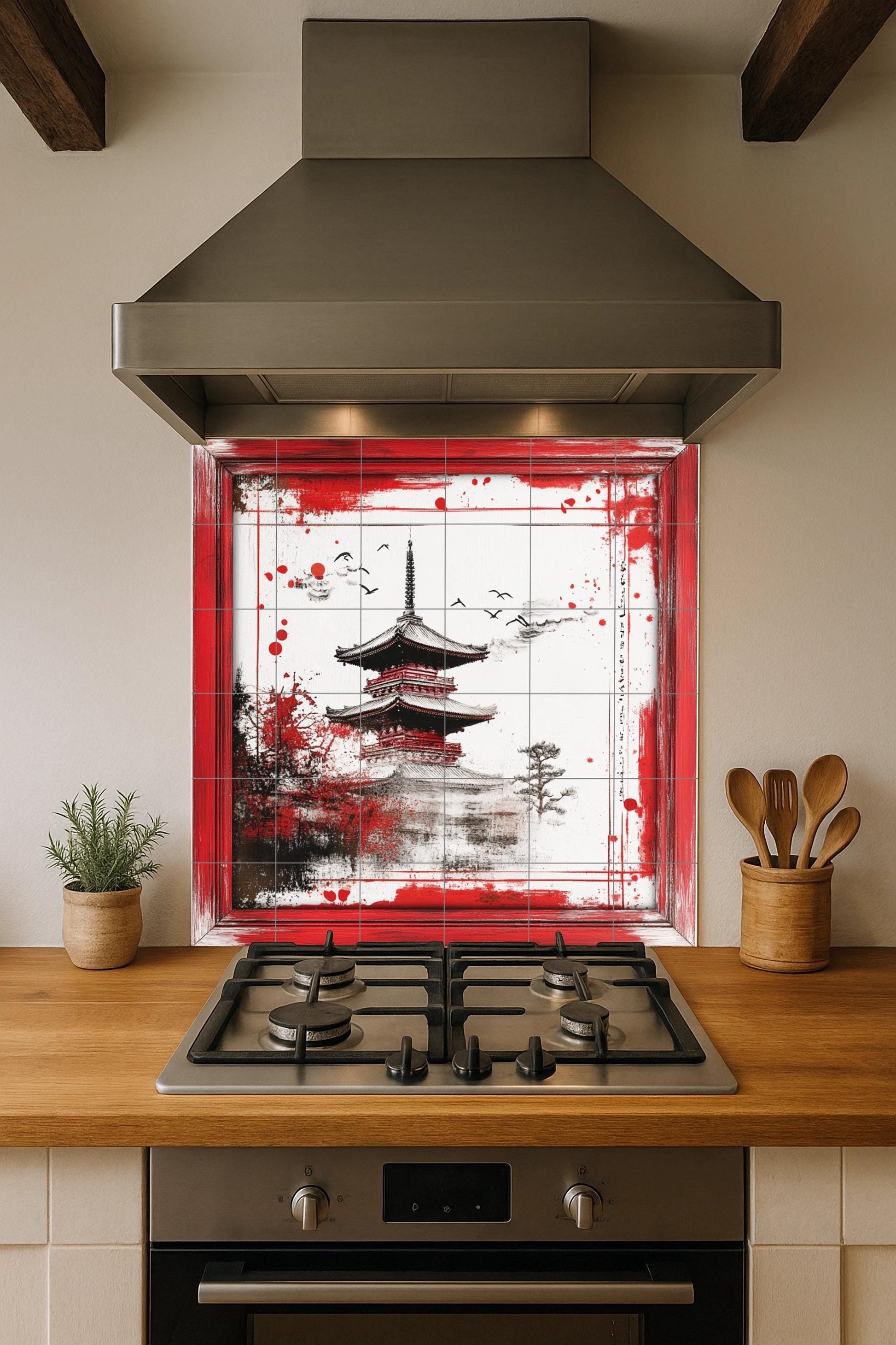 Pagoda japonesa · Fresque Céramique — Art Mural Nature