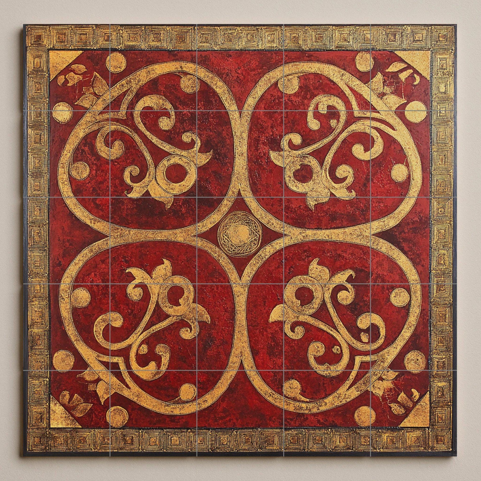 Bizantino balcánico — Murale in Piastrelle di Ceramica · Decoro d'Arte Popolare