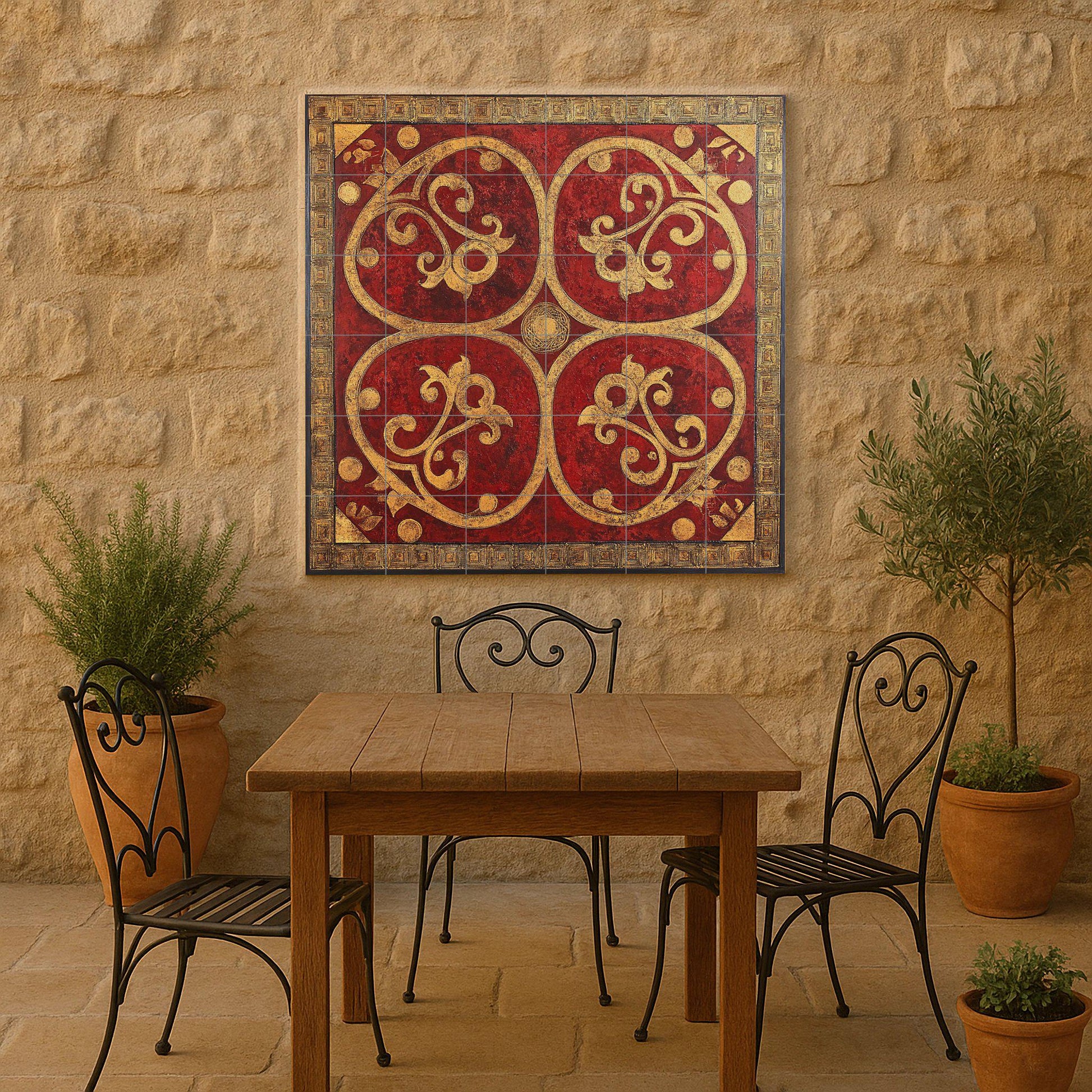 Bizantino balcánico — Murale in Piastrelle di Ceramica · Decoro d'Arte Popolare