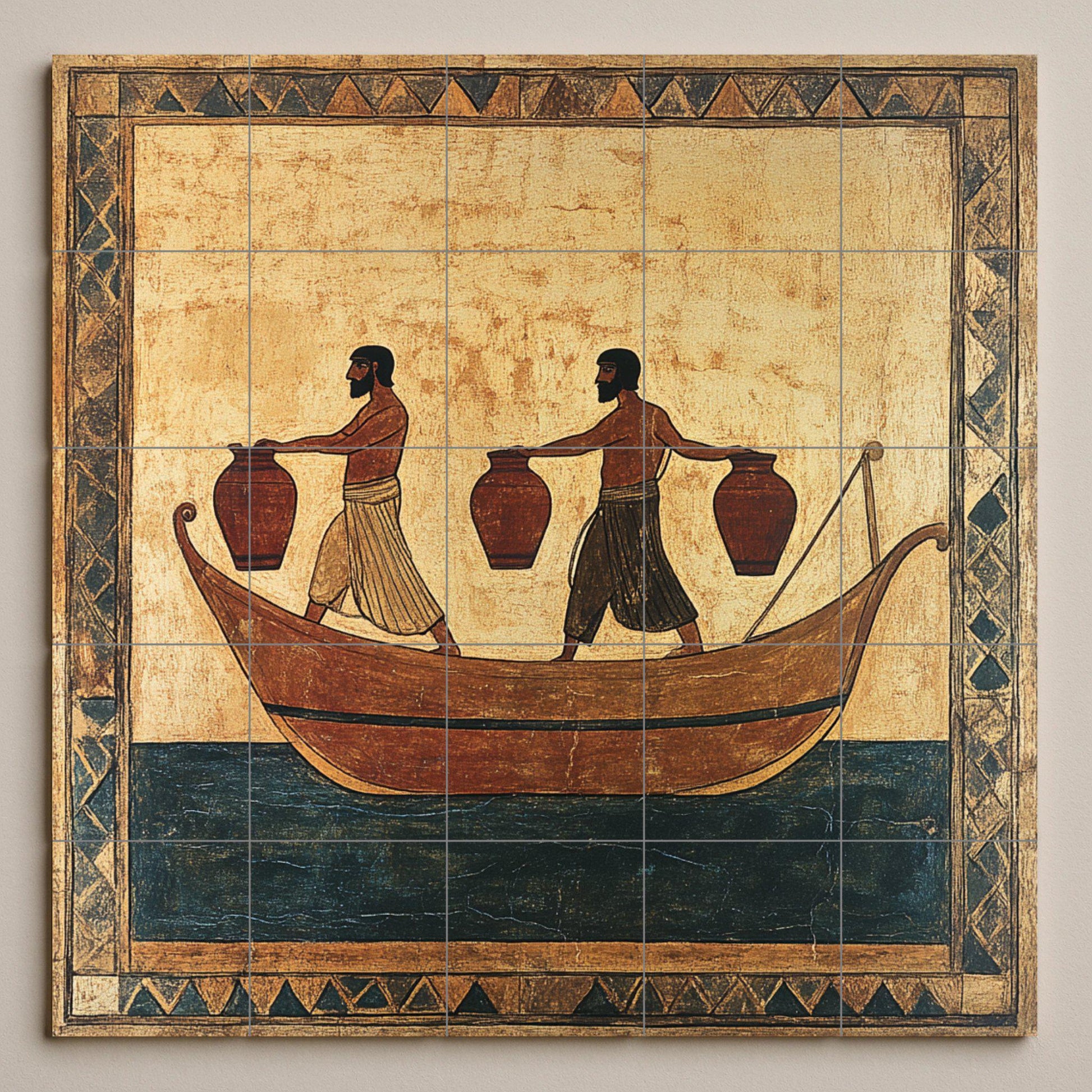 Mural de cerámica de vasija antigua