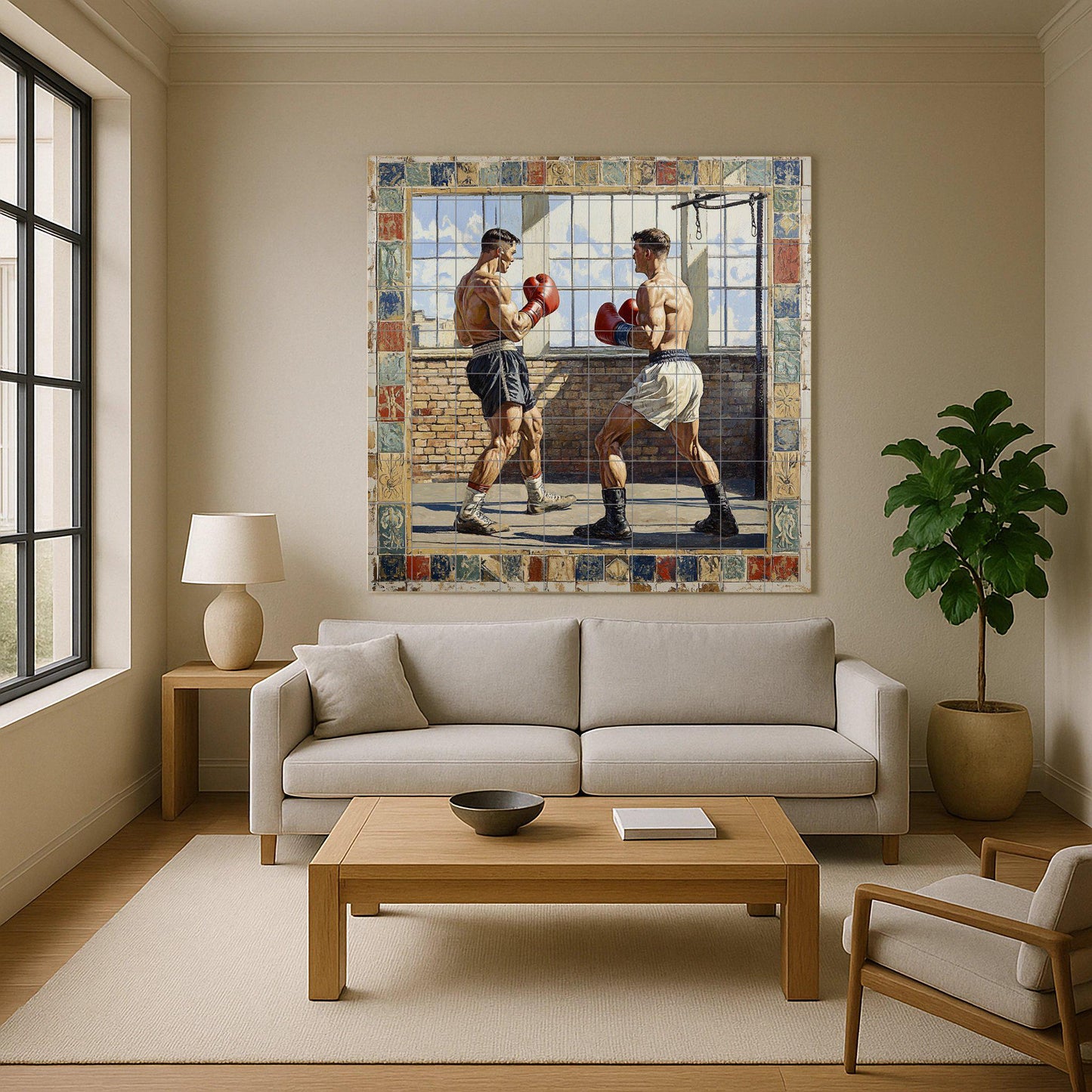 Ceramic Tile Mural: Boxeo Vintage — Ornamental Wall Panel