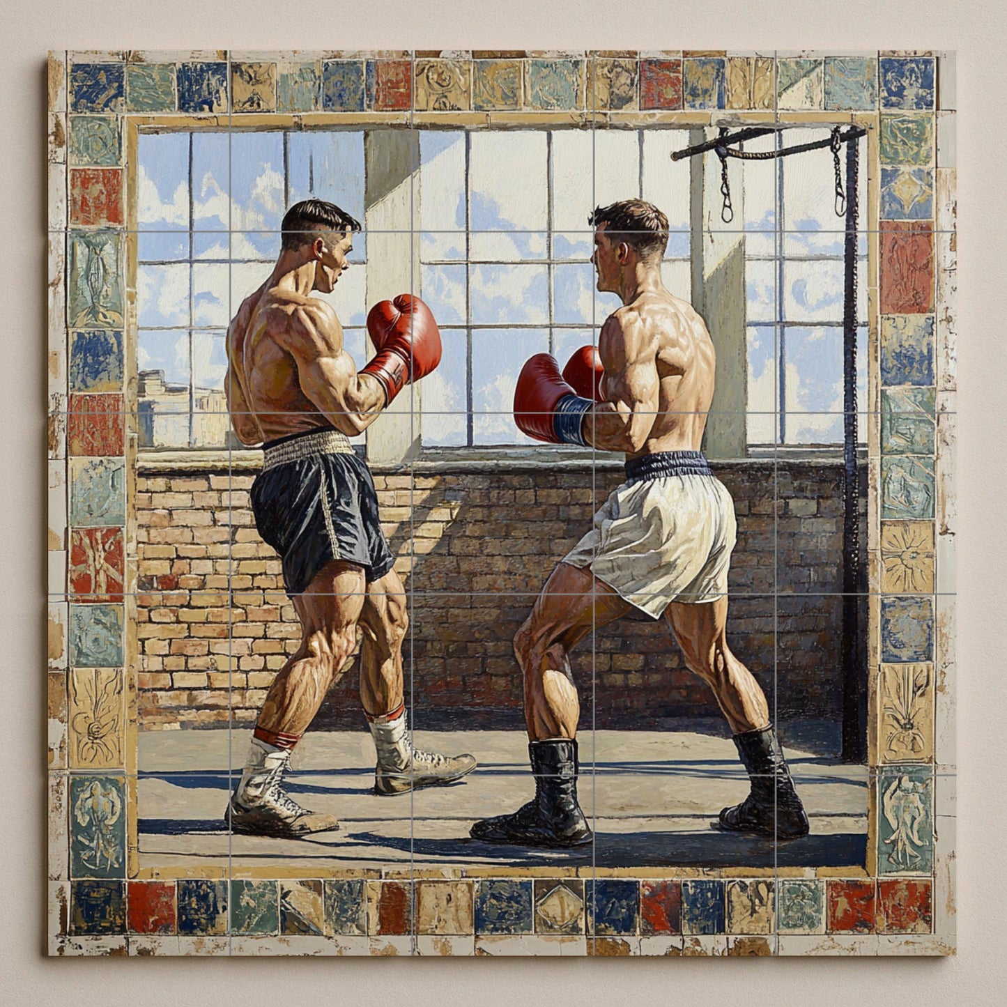 Ceramic Tile Mural: Boxeo Vintage — Ornamental Wall Panel
