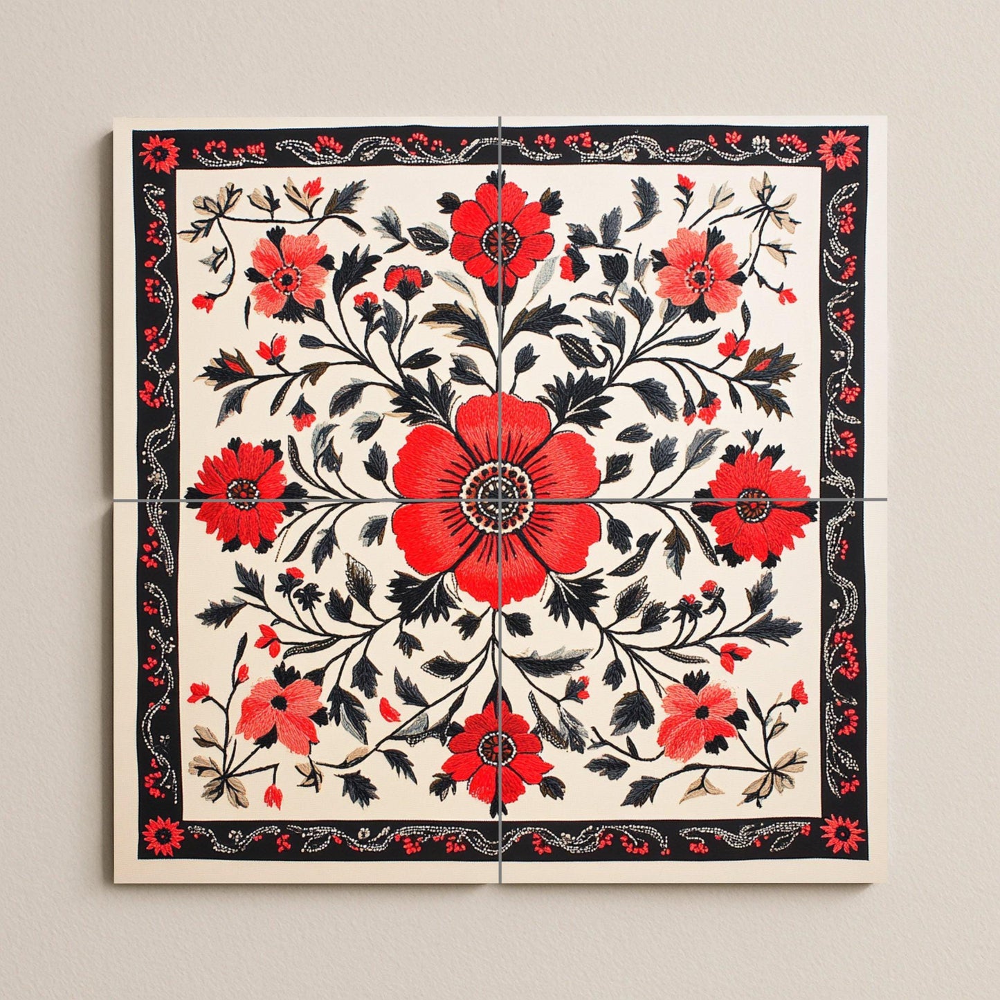 Bordado ucraniano — Botanical Landscape · Ceramic Tile Mural