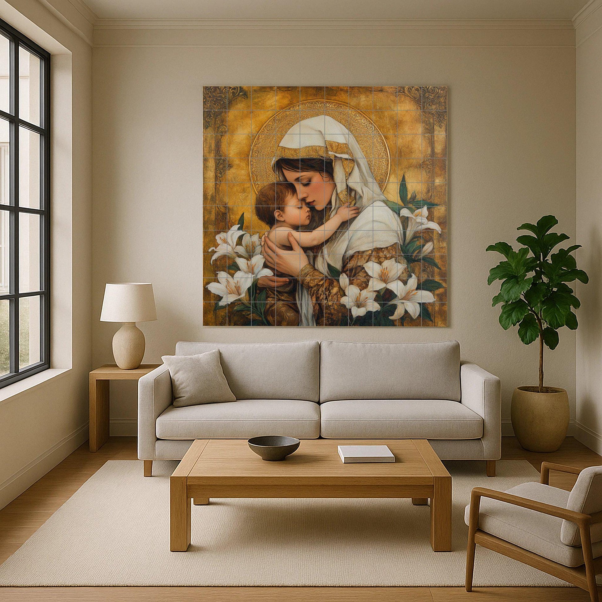 Sacra Madre e il Niño — Arte Cristiana da Parete, Arte da Parete in Ceramica