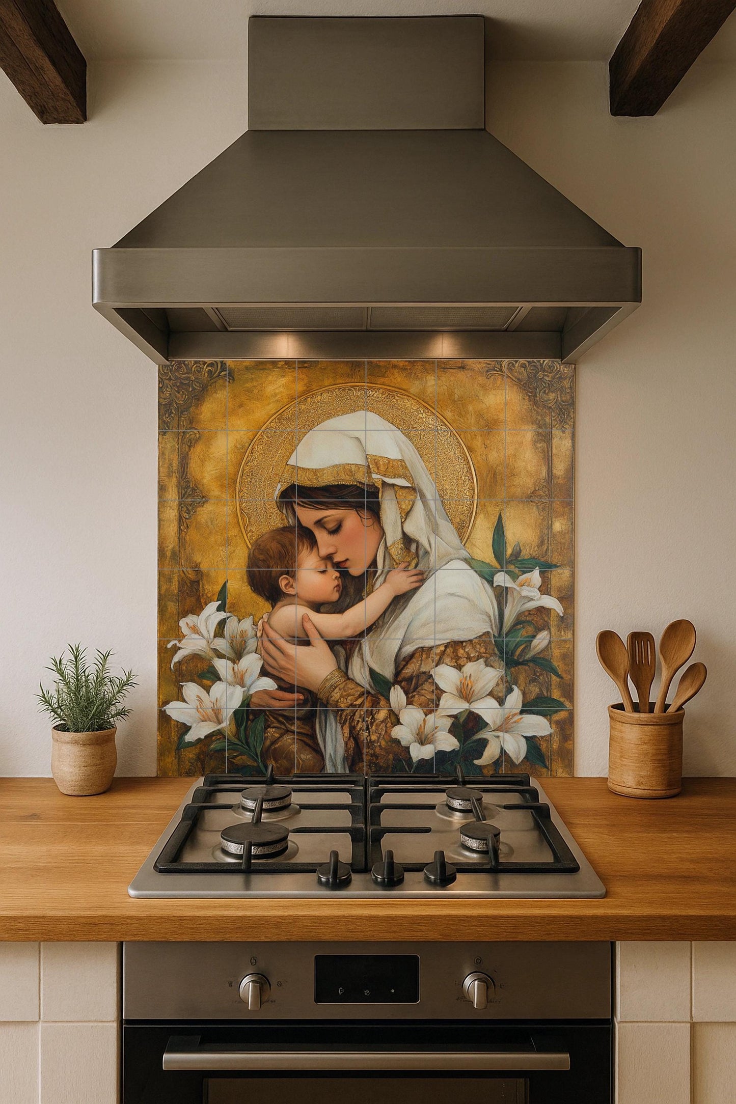 Sacra Madre e il Niño — Arte Cristiana da Parete, Arte da Parete in Ceramica