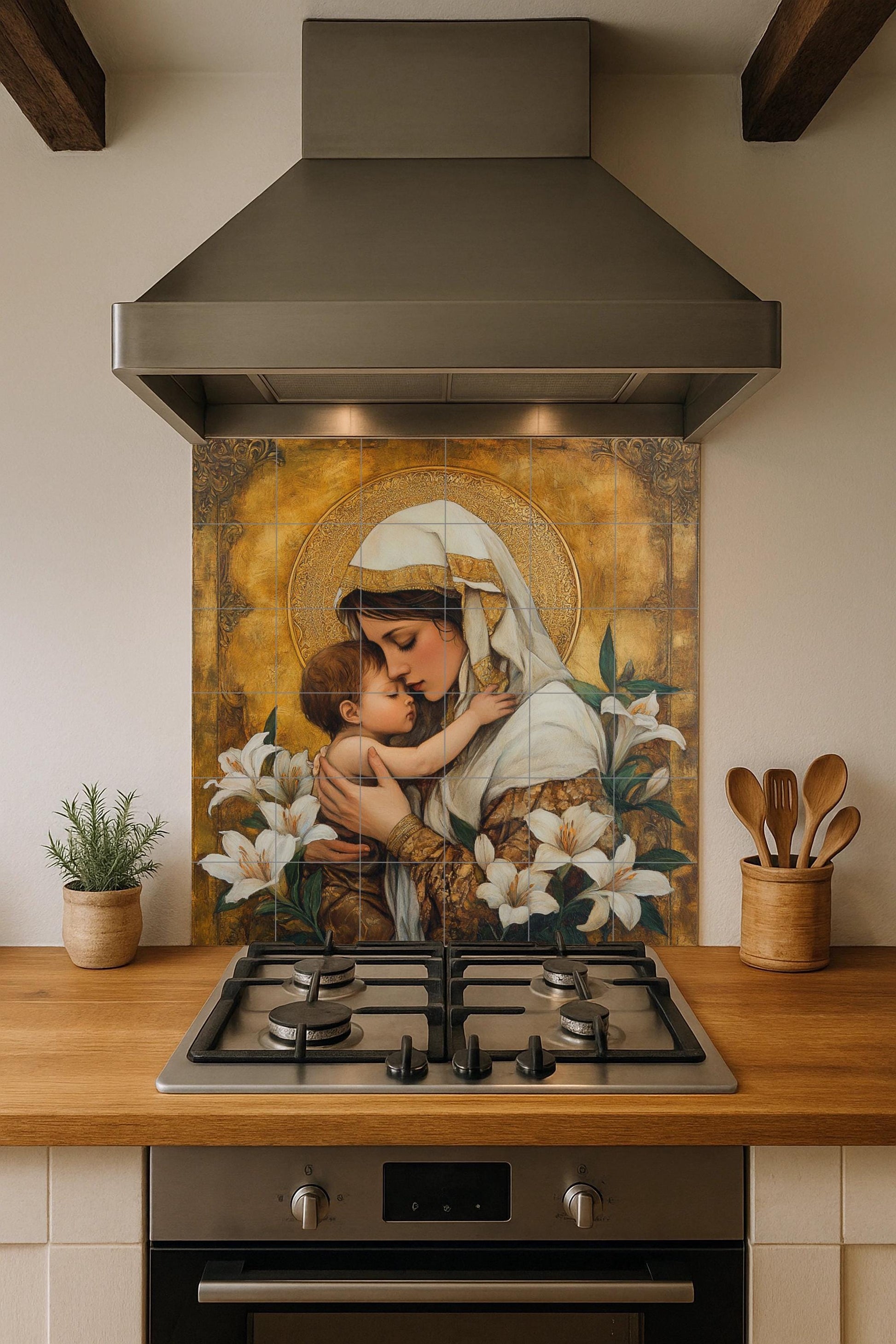 Sacra Madre e il Niño — Arte Cristiana da Parete, Arte da Parete in Ceramica