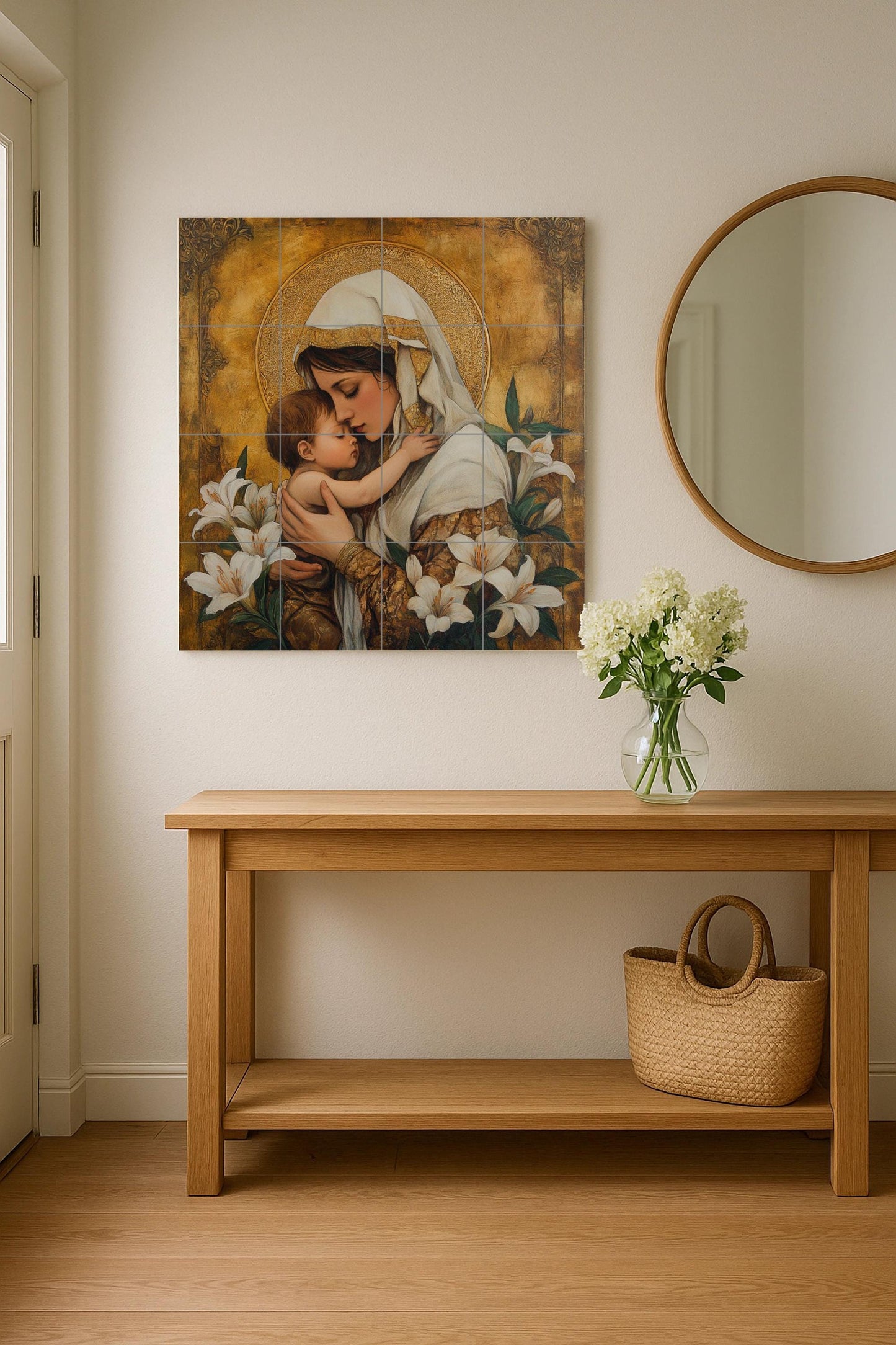 Sacra Madre e il Niño — Arte Cristiana da Parete, Arte da Parete in Ceramica