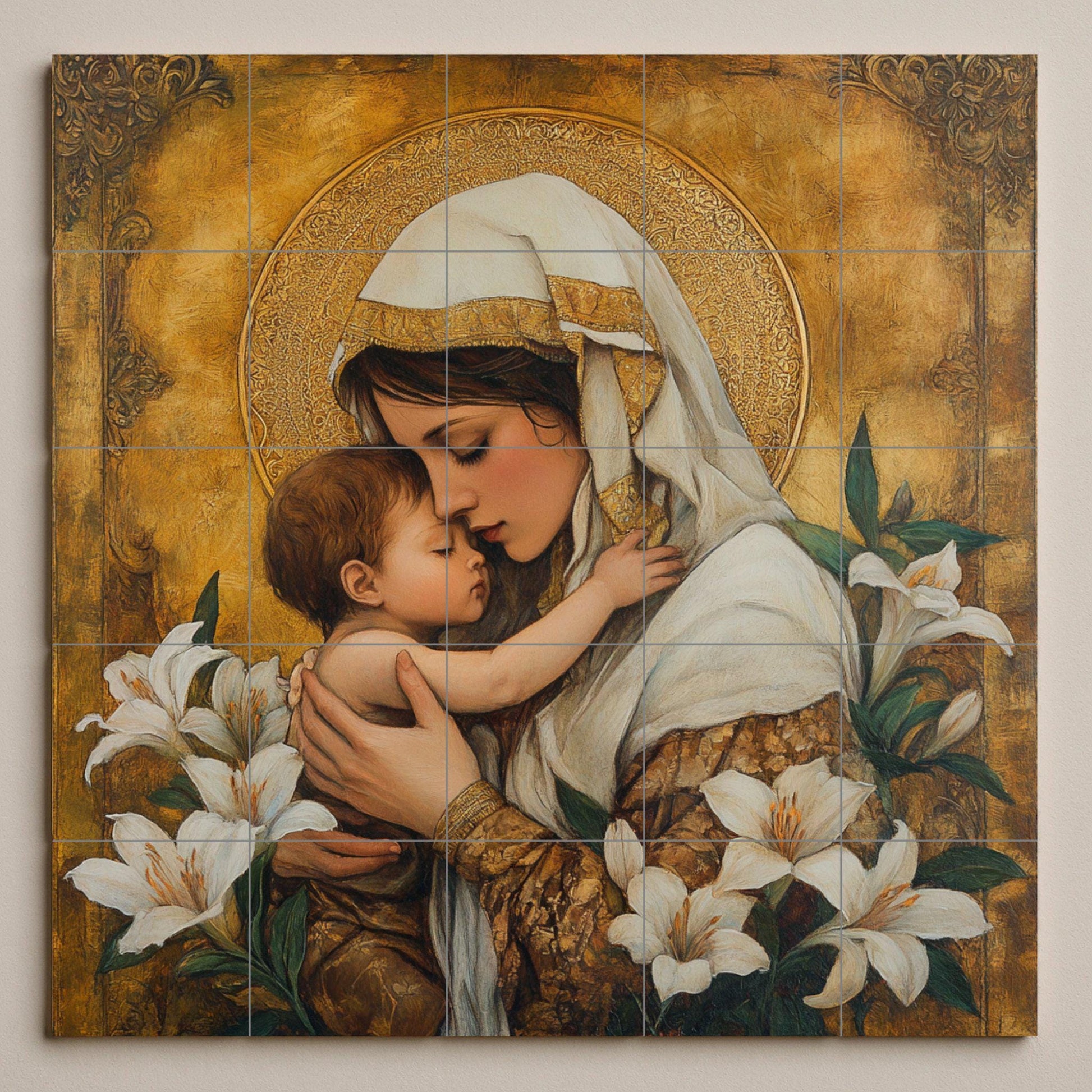 Sacra Madre e il Niño — Arte Cristiana da Parete, Arte da Parete in Ceramica