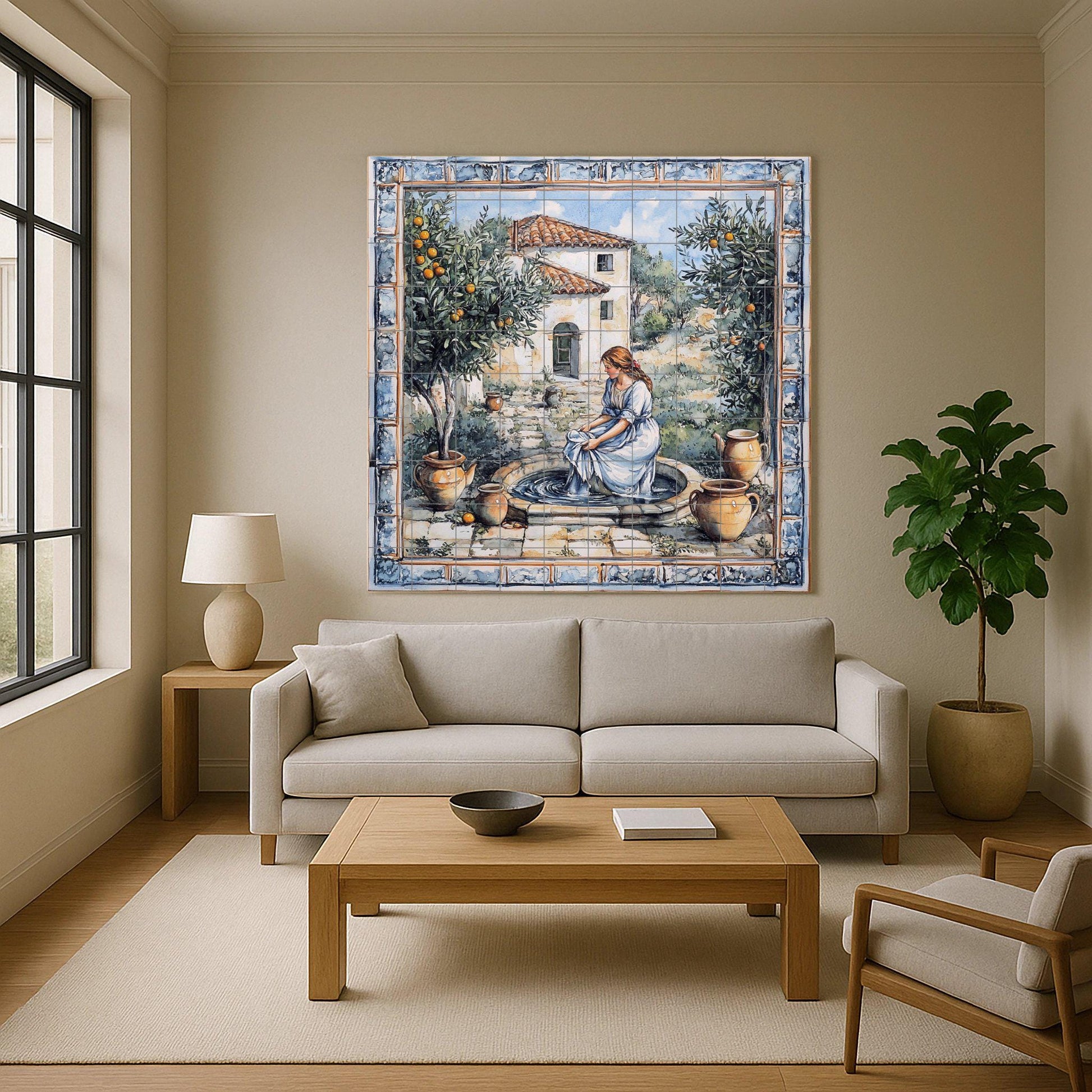 Courtyard Mediterranean — Kitchen & Country Scene · Ceramic Tile Mural