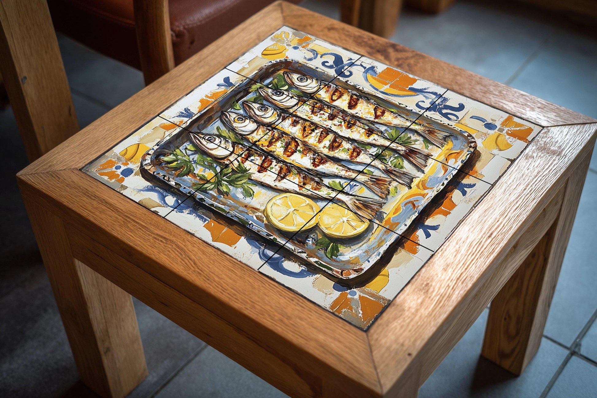 Ceramic Tile Mural: Sardinas de Málaga con tradición marinera anda — City & Landmark Art