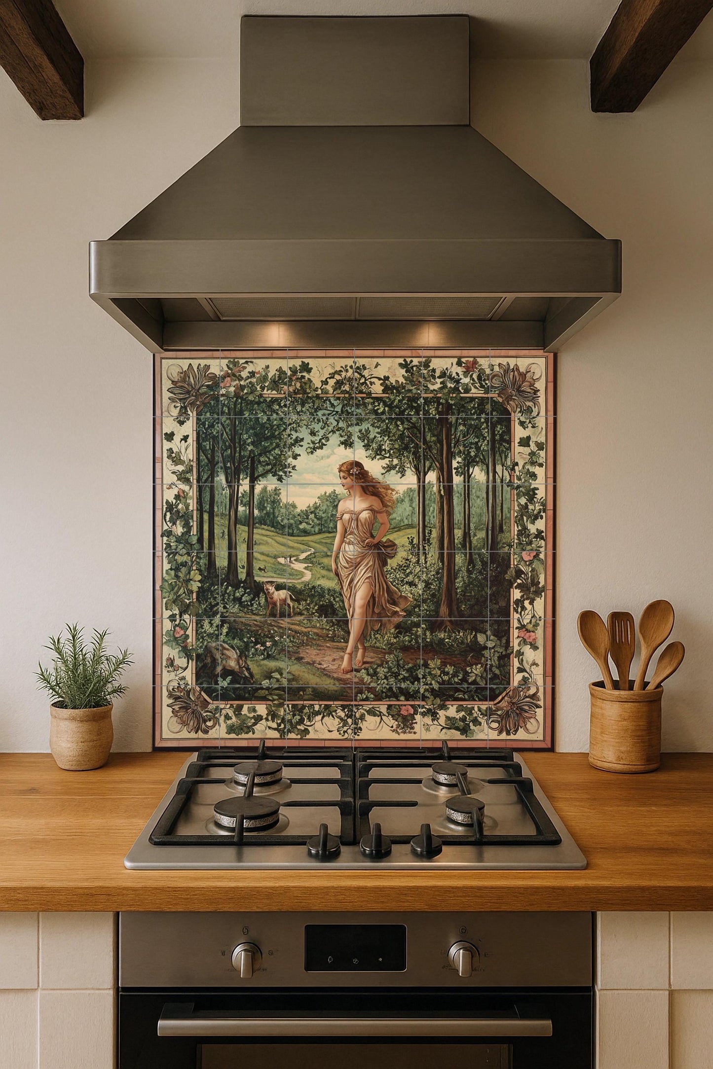 Une Déesse Mythologique du Forêt avec Allégorie p — Art Mural Mythologique, Art Mural en Céramique