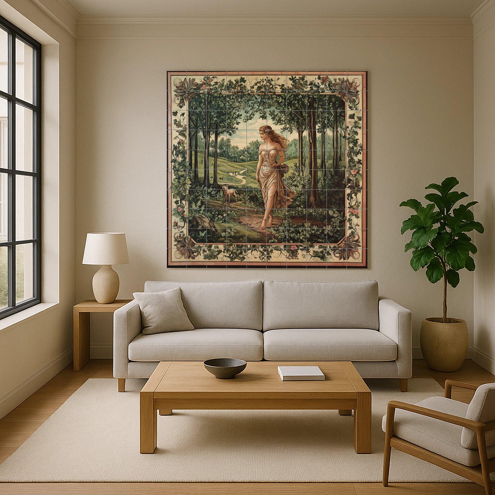 Une Déesse Mythologique du Forêt avec Allégorie p — Art Mural Mythologique, Art Mural en Céramique
