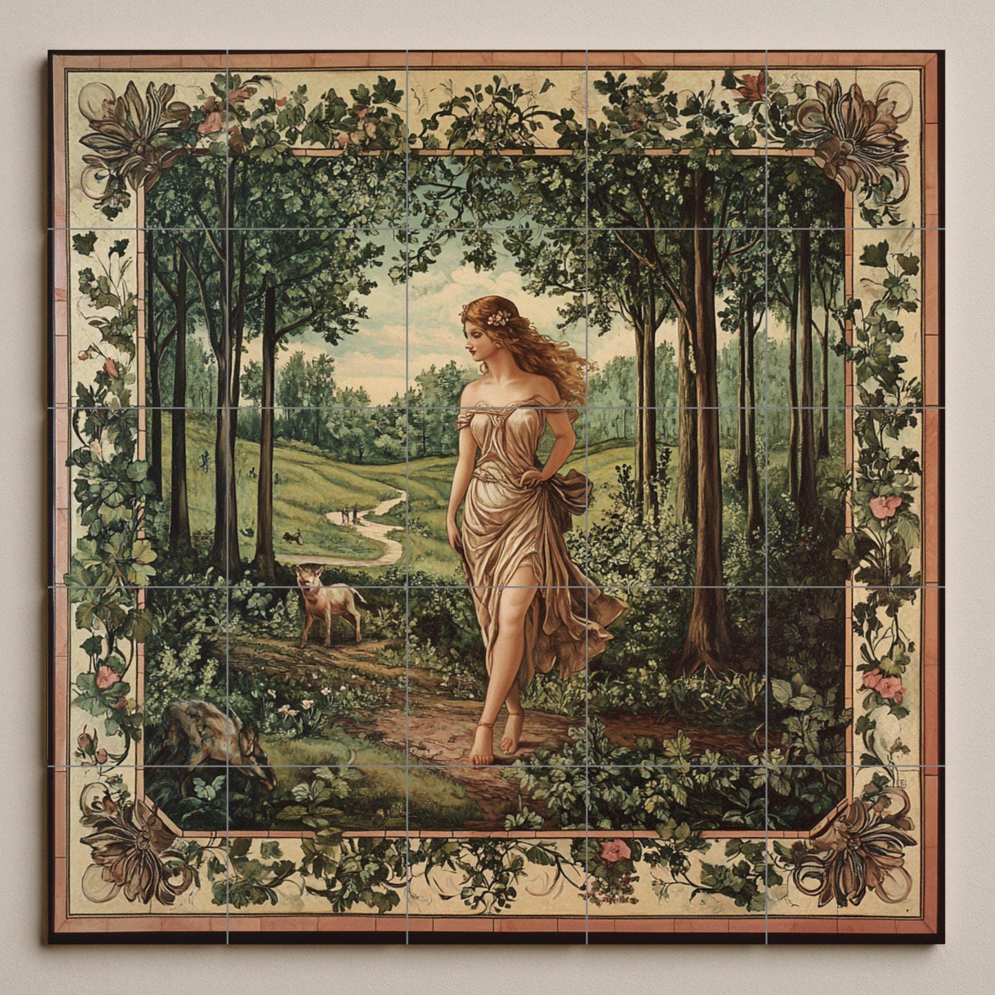 Une Déesse Mythologique du Forêt avec Allégorie p — Art Mural Mythologique, Art Mural en Céramique