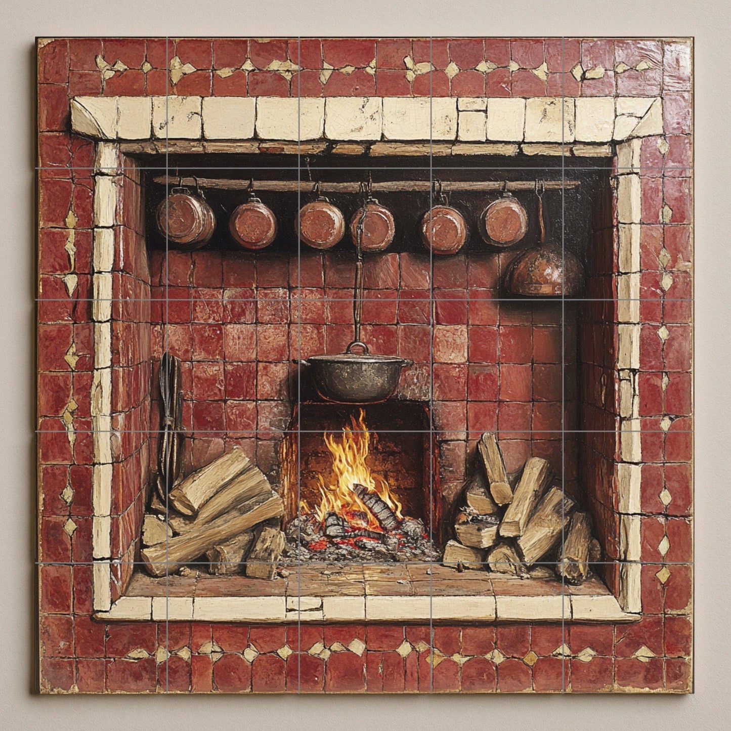 Fresque en Carrelage Chimenea Rustique — Art Rustique de Ferme