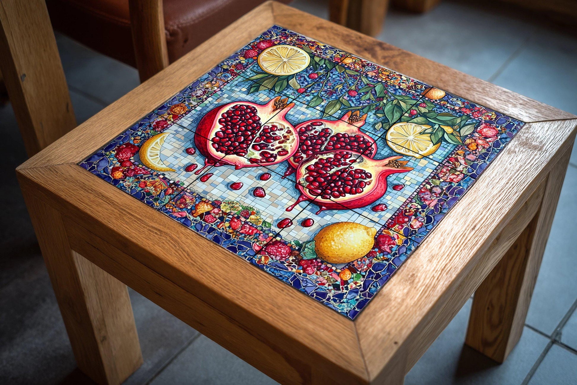 Pomegranate mediterránea — Rustic Farmhouse Art · Tile Wall Art