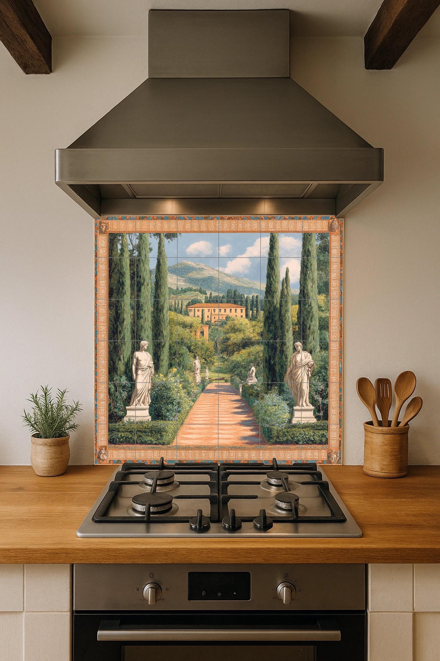 Jardin de villa Italienne · Fresque Céramique — Art Mural Nature