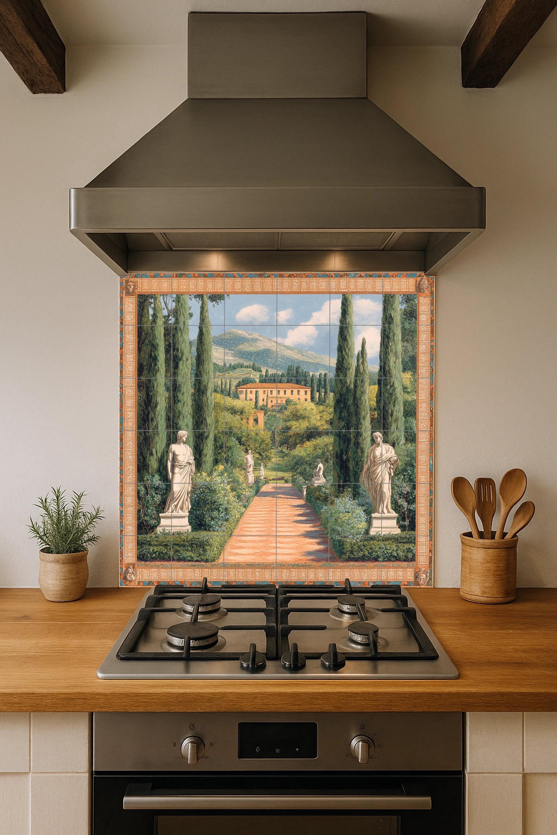 Jardin de villa Italienne · Fresque Céramique — Art Mural Nature