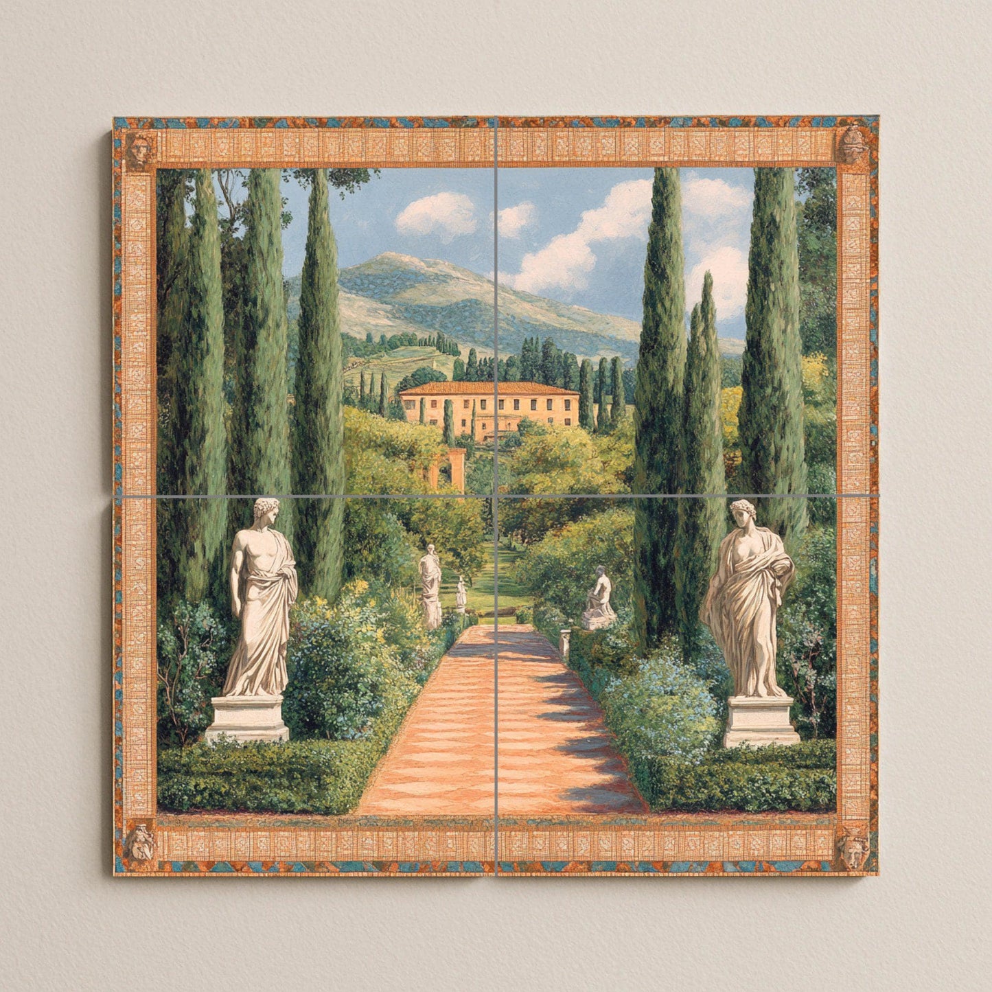 Jardin de villa Italienne · Fresque Céramique — Art Mural Nature