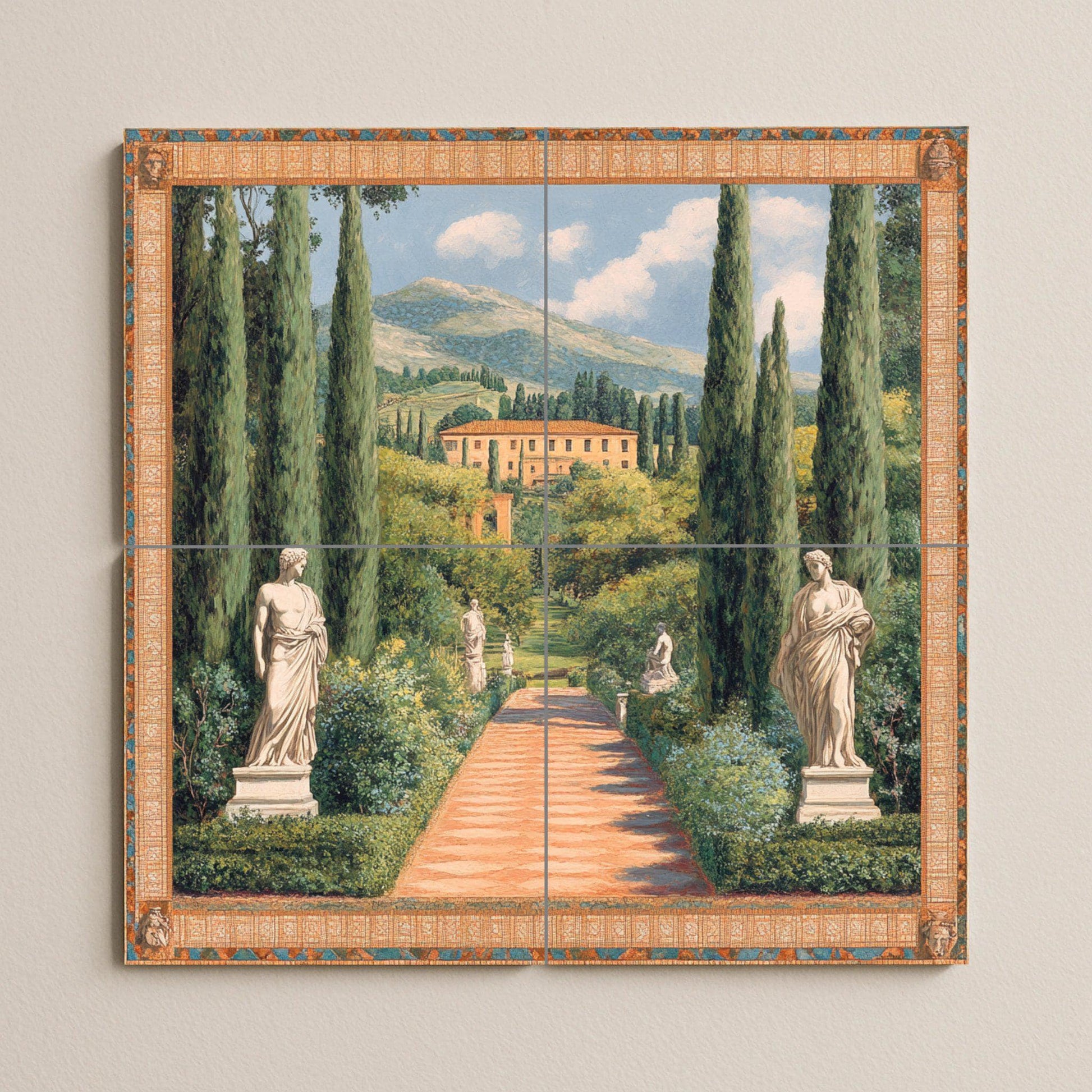 Jardin de villa Italienne · Fresque Céramique — Art Mural Nature