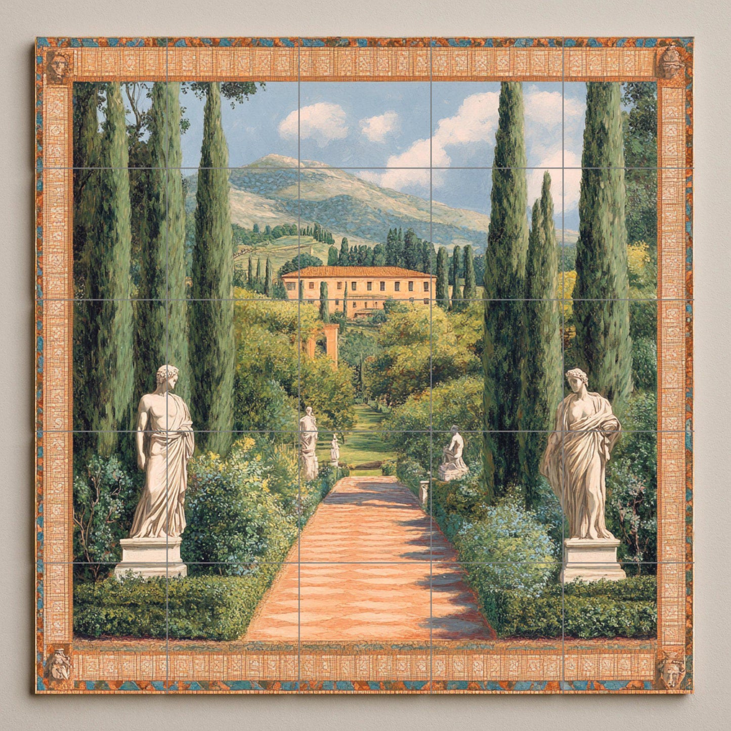 Jardin de villa Italienne · Fresque Céramique — Art Mural Nature