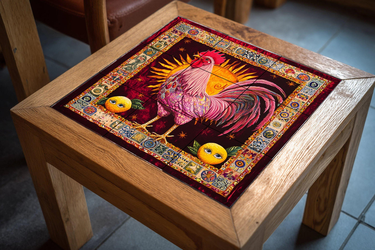 Ceramic Tile Mural: A Rooster vibrante — Kitchen & Country Scene