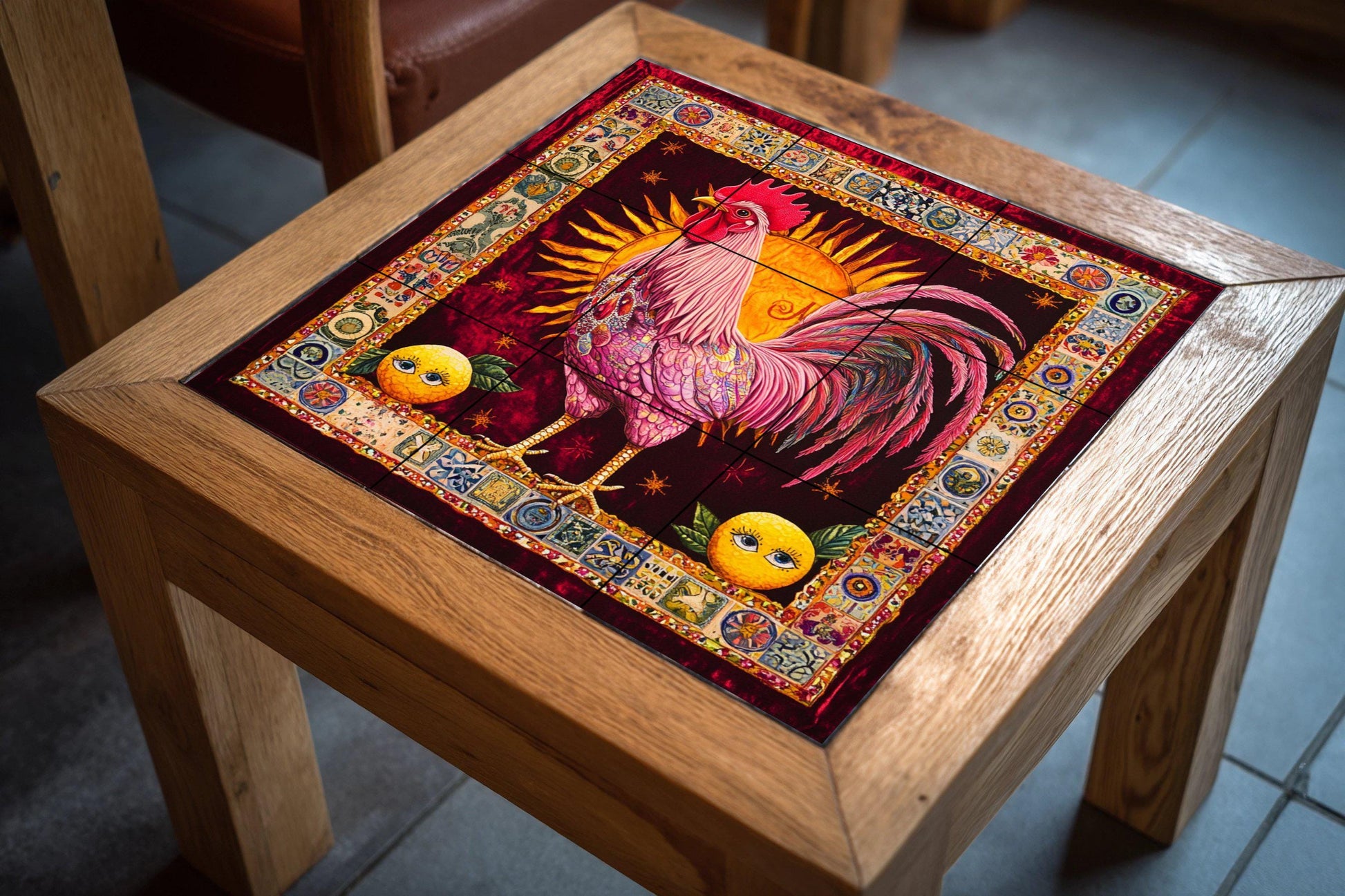 Ceramic Tile Mural: A Rooster vibrante — Kitchen & Country Scene