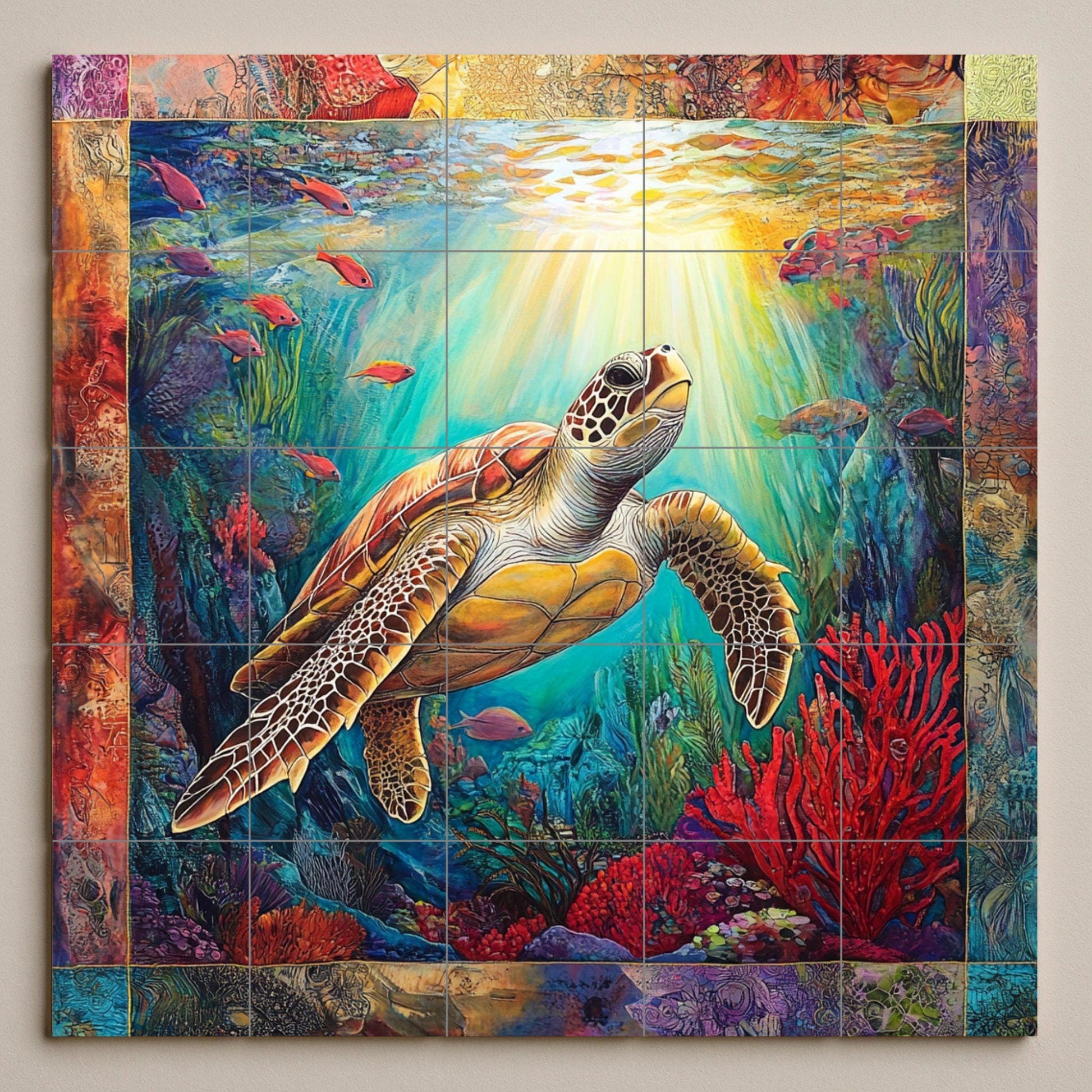 Murale in Piastrelle Diseño de tortuga marina — Arte di Mare e Costa