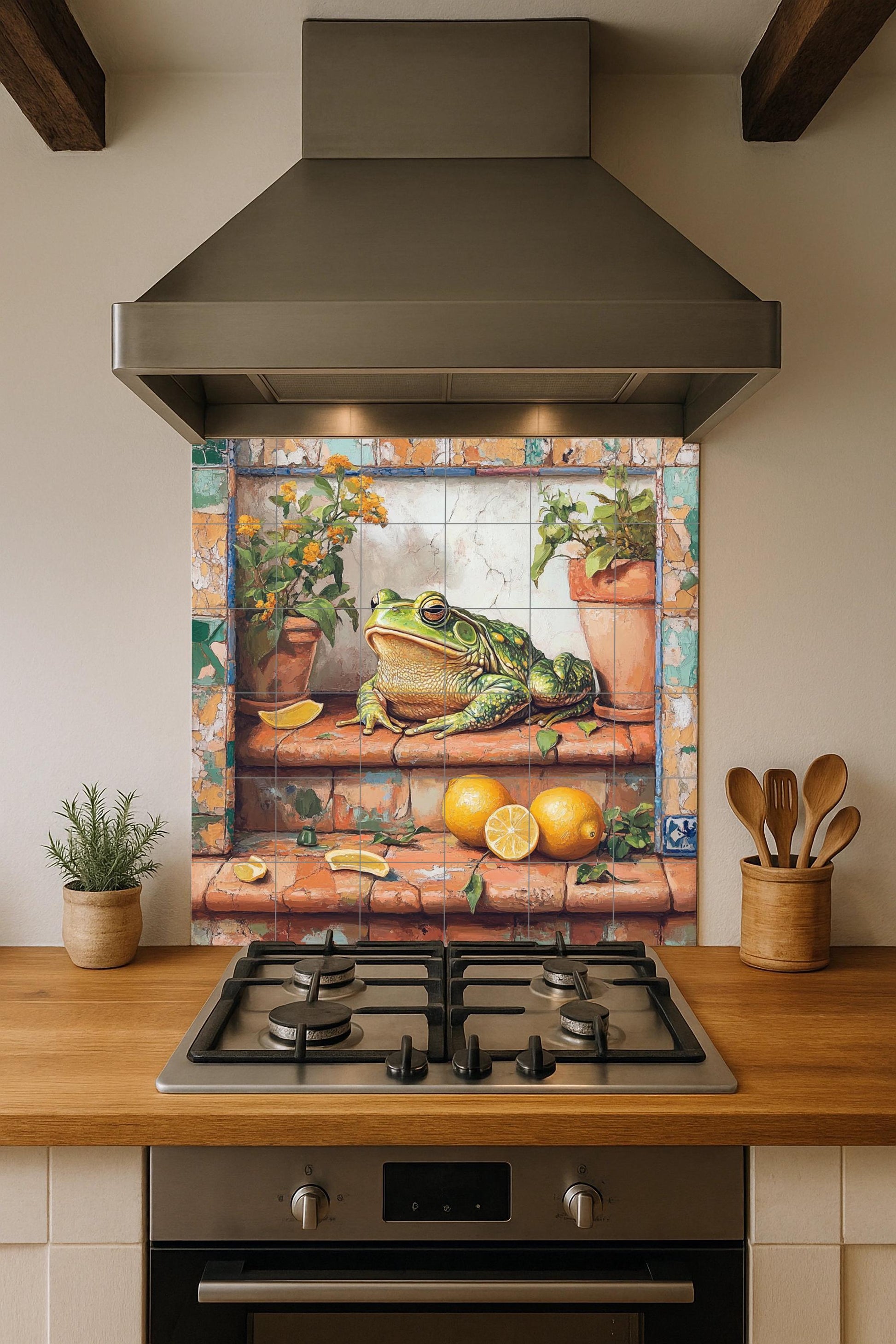 Fresque en Carrelage Diseño de rana Rustique — Cuisine de Campagne