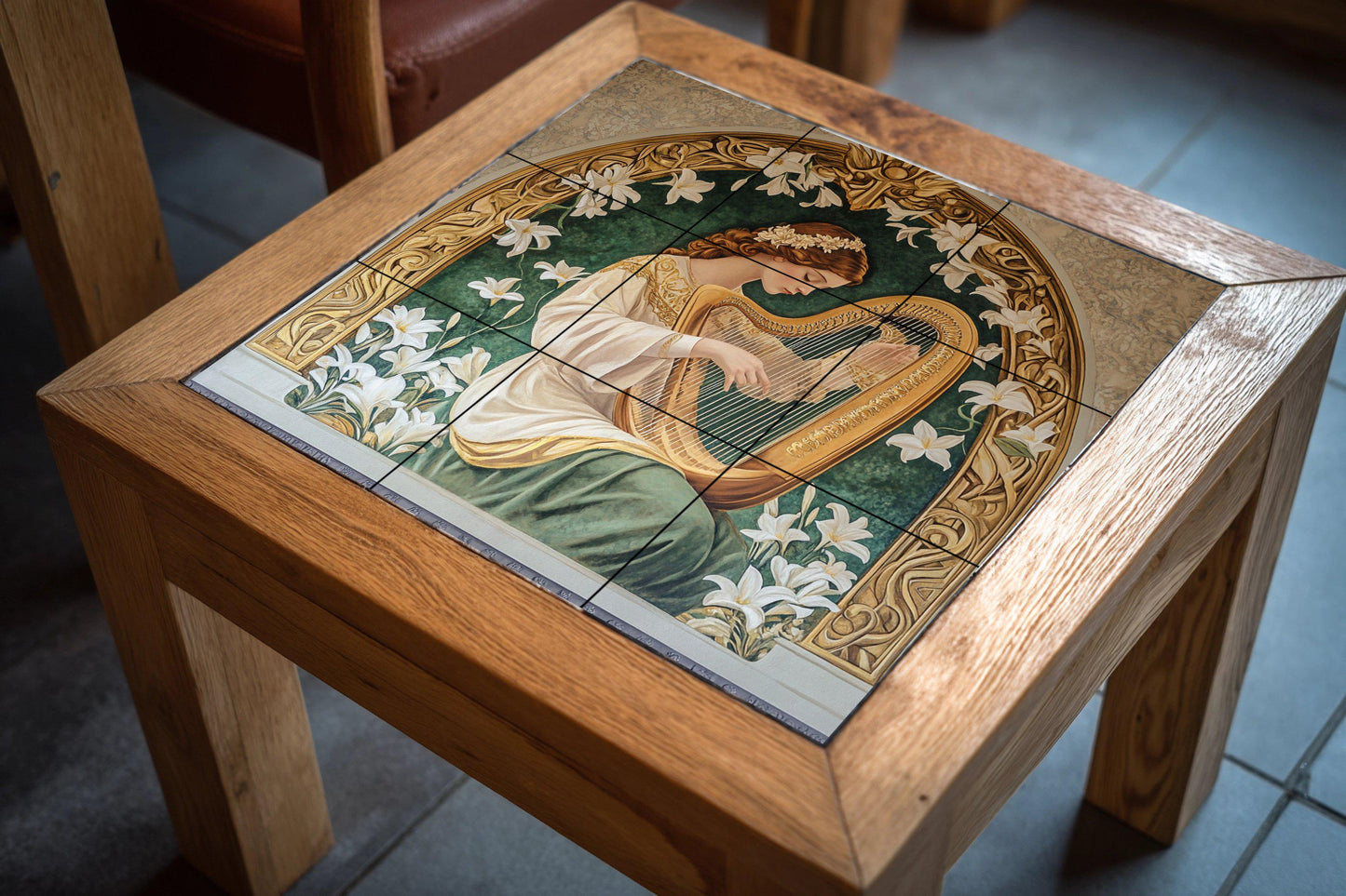 Arpa Art Nouveau — Décor Jardin et Nature, Art Mural en Céramique