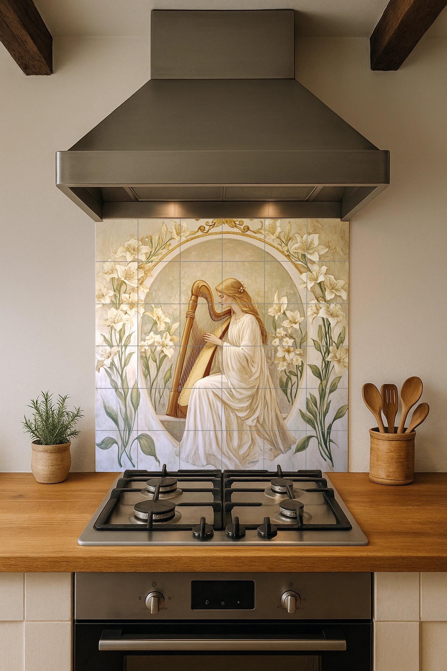 Jugendstil — Fliesen-Wandbild aus Keramik · Garten- & Natur-Dekor