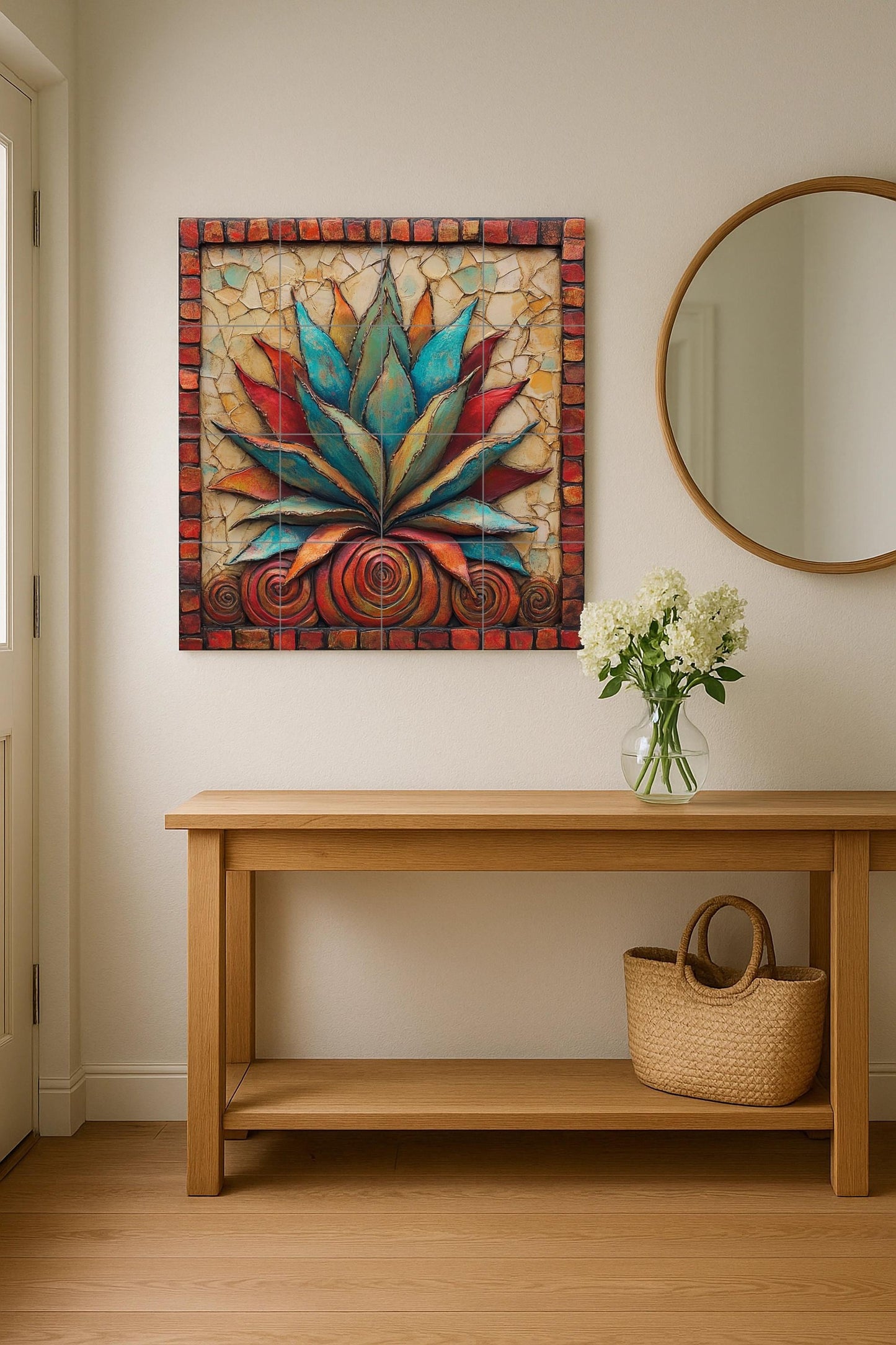 Ceramic Tile Mural: Agave Mexican — Folk & Ornamental Art