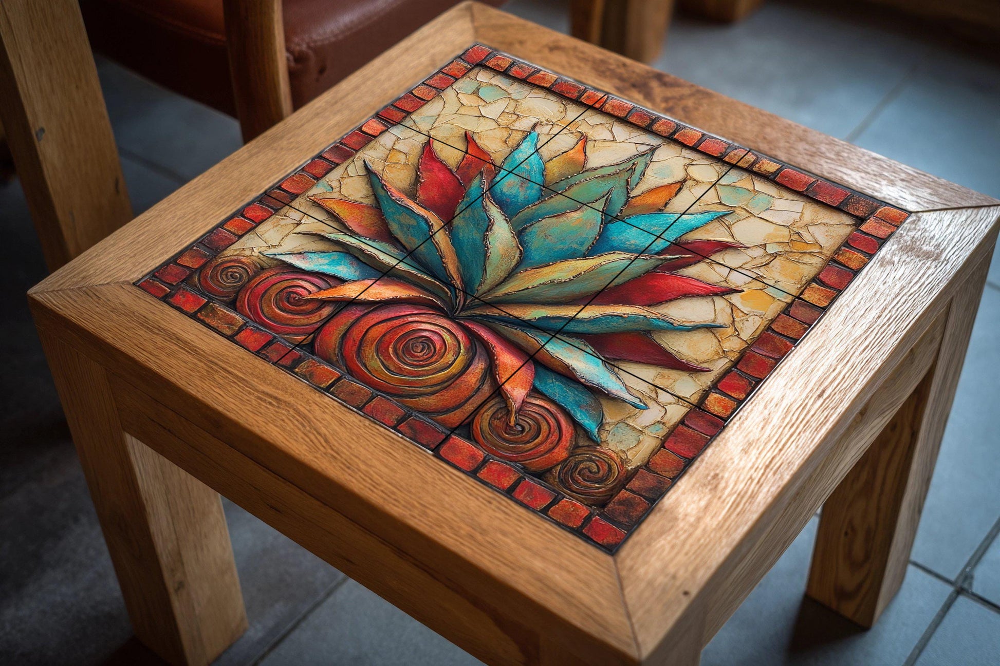 Ceramic Tile Mural: Agave Mexican — Folk & Ornamental Art