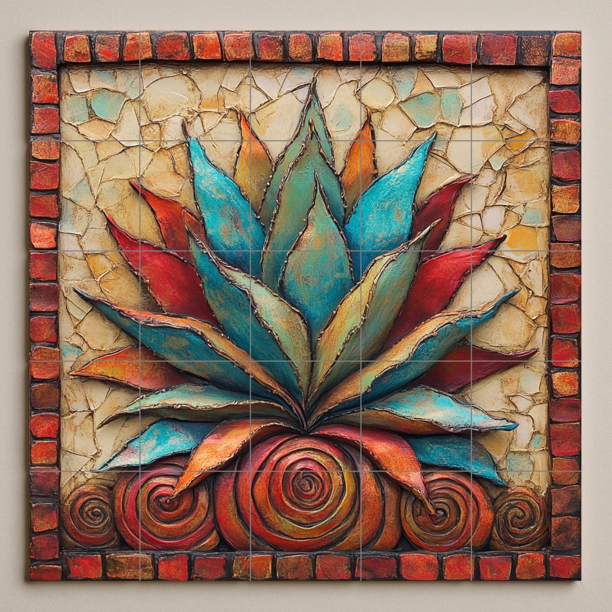 Ceramic Tile Mural: Agave Mexican — Folk & Ornamental Art