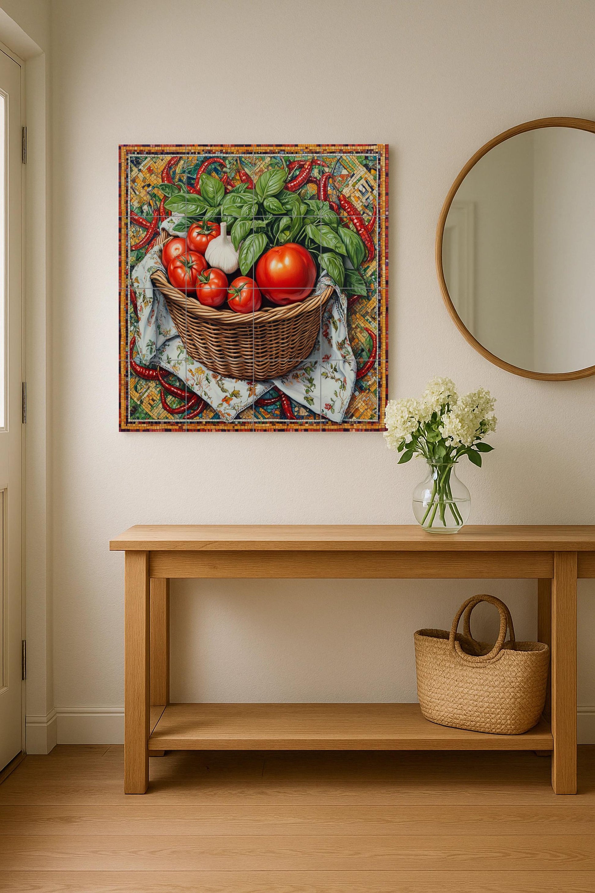 Küche Rustikal Italienisch — Landhausküchen-Kunst, Wandkunst aus Keramikfliesen