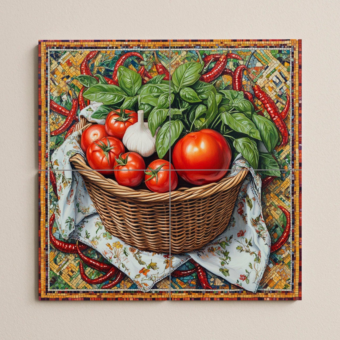 Küche Rustikal Italienisch — Landhausküchen-Kunst, Wandkunst aus Keramikfliesen