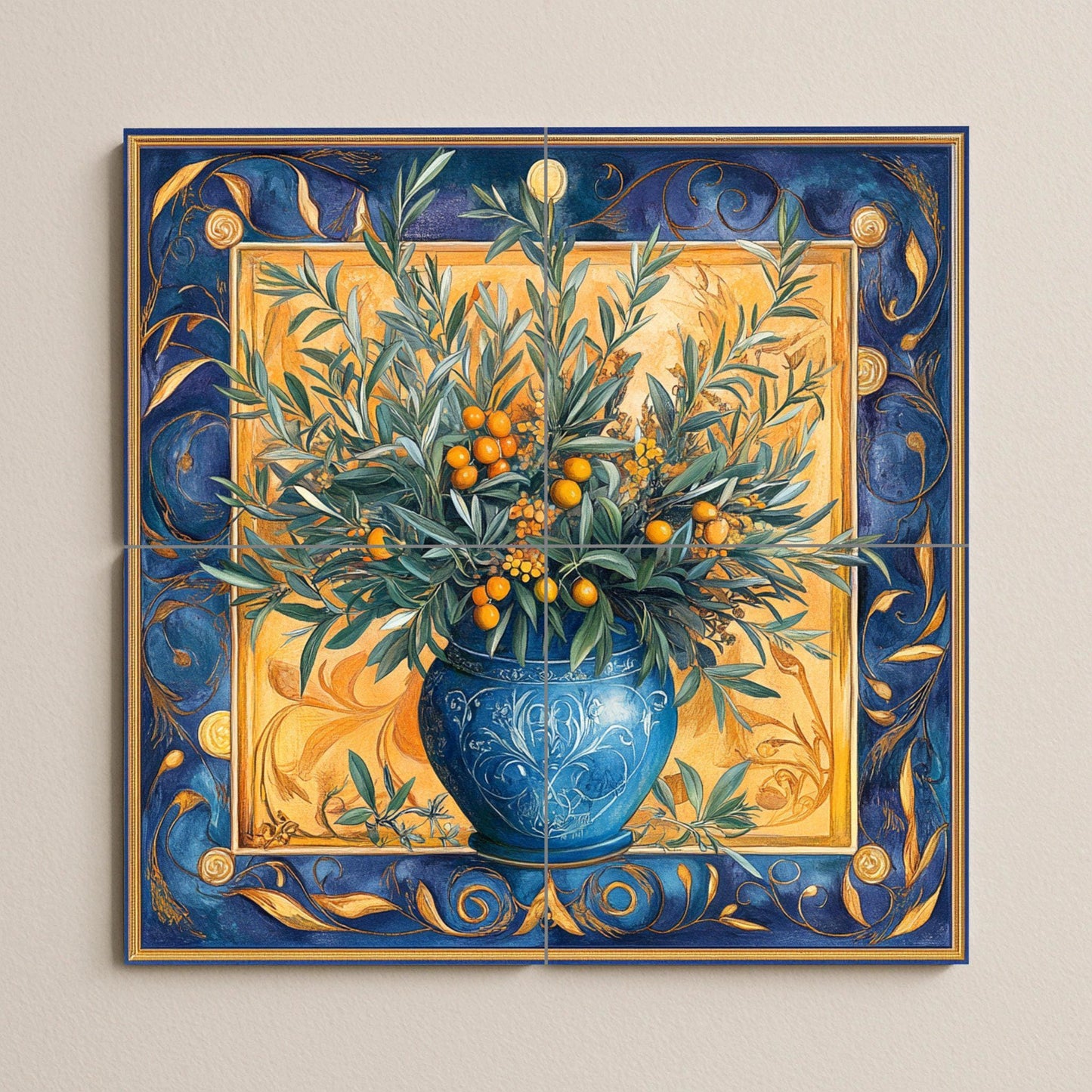 Vaso di aceitunas Mediterraneo — Fiori e Paesaggi, Arte da Parete in Ceramica