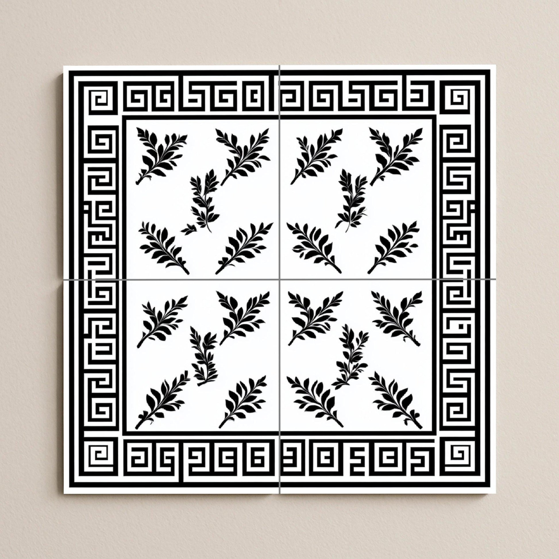 Mural de azulejos de cerámica con clave griega, panel decorativo de…