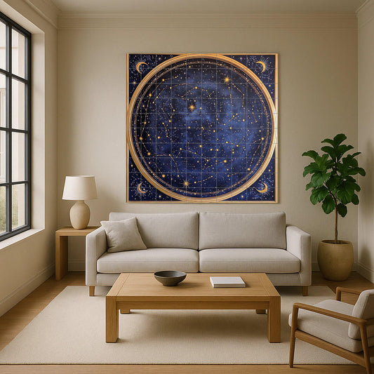 Ceramic Tile Mural: Con mapa estelar celestial con constelaciones y lu — Mythological Scene