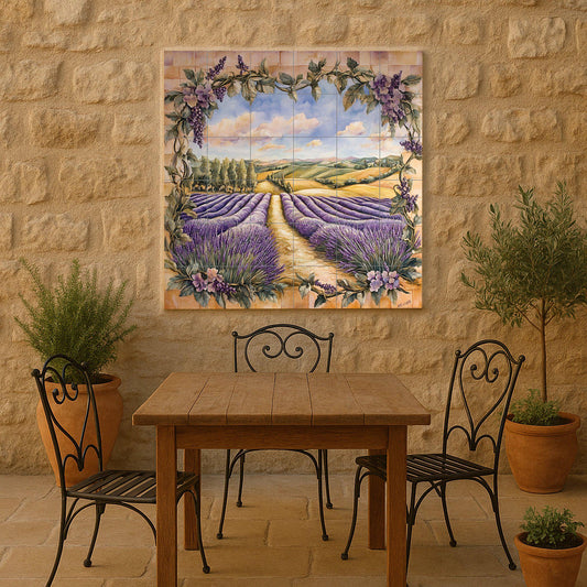 With Countryside of Lavender and Frame of vides of the Toscan — Garden & Scenery Décor · Tile Wall Art