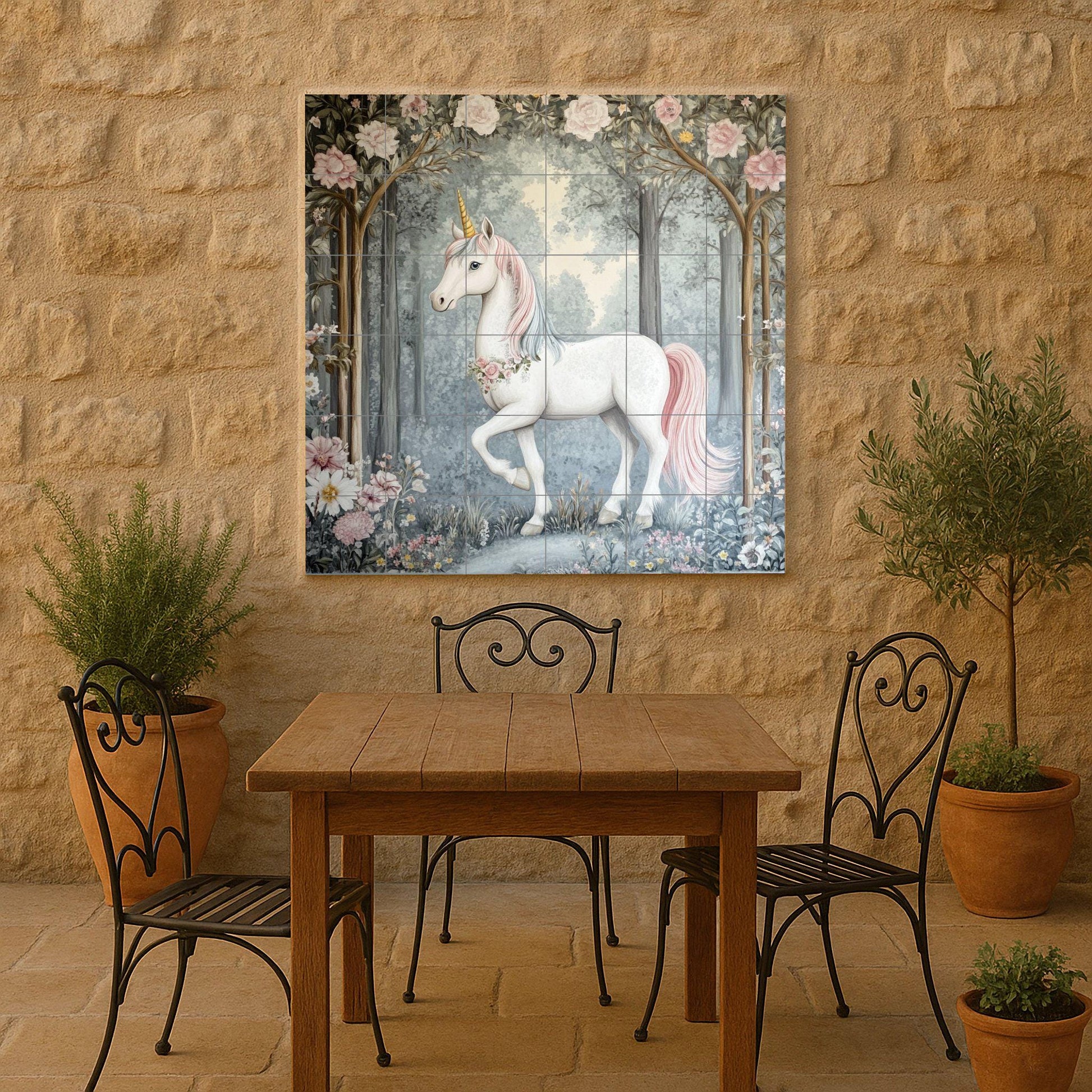 Unicornio encantado — Mythology Wall Art · Ceramic Tile Mural