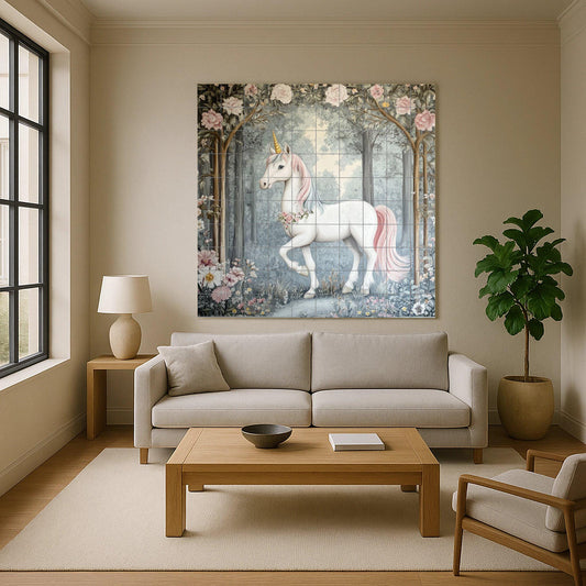Unicornio encantado — Mythology Wall Art · Ceramic Tile Mural